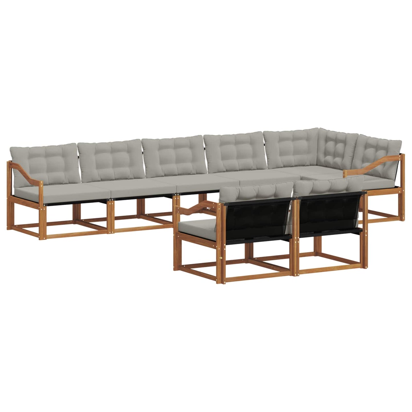 Outdoor-Sofagarnitur mit Kissen 8 pcs Natürlich und Hellgrau