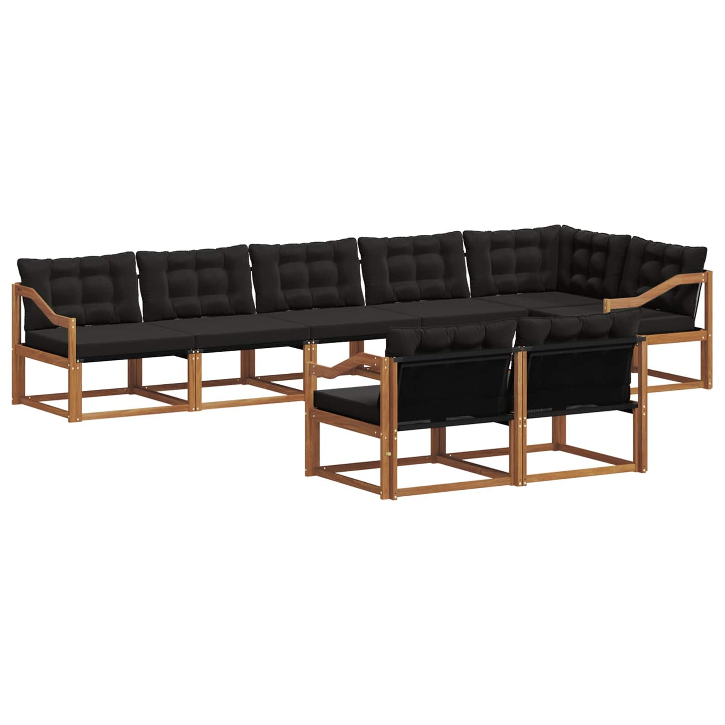 Outdoor-Sofagarnitur mit Kissen 8 pcs Natürlich und Schwarz