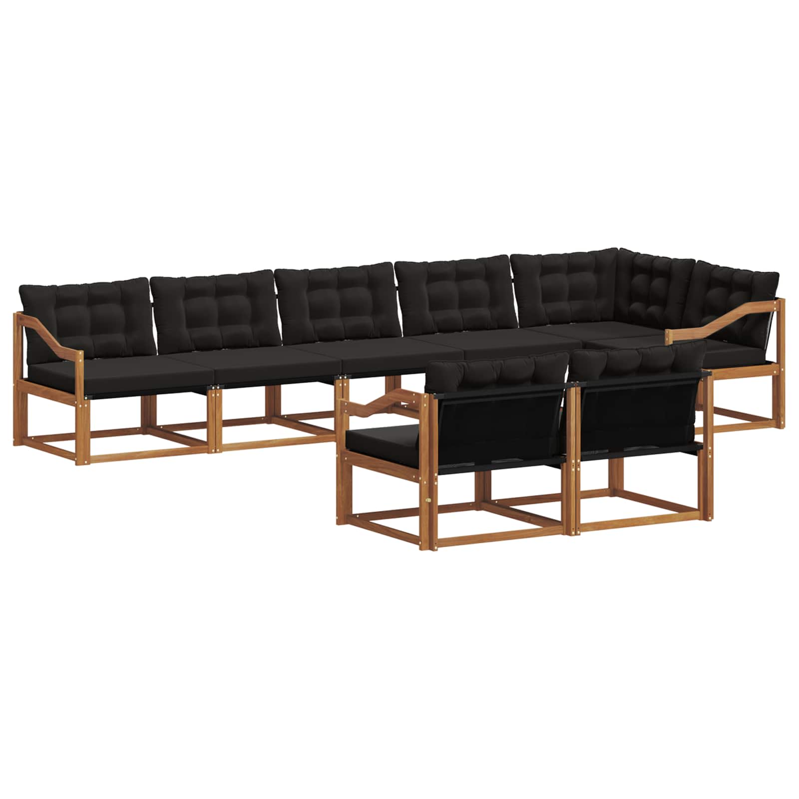Outdoor-Sofagarnitur mit Kissen 8 pcs Natürlich und Schwarz