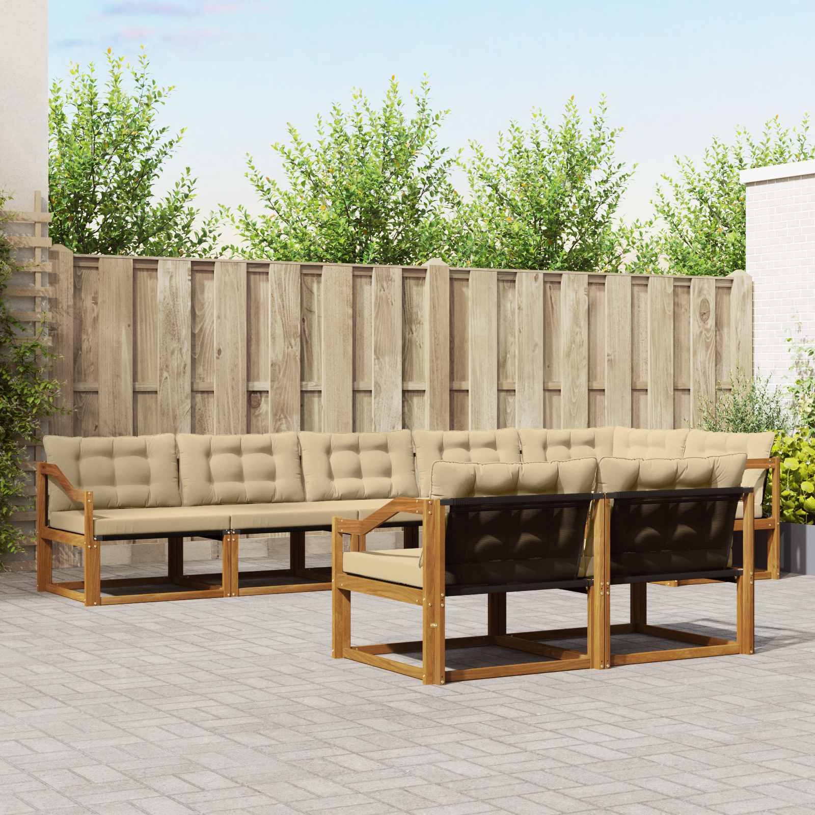 Outdoor-Sofagarnitur 8 stk. Natur und Beige