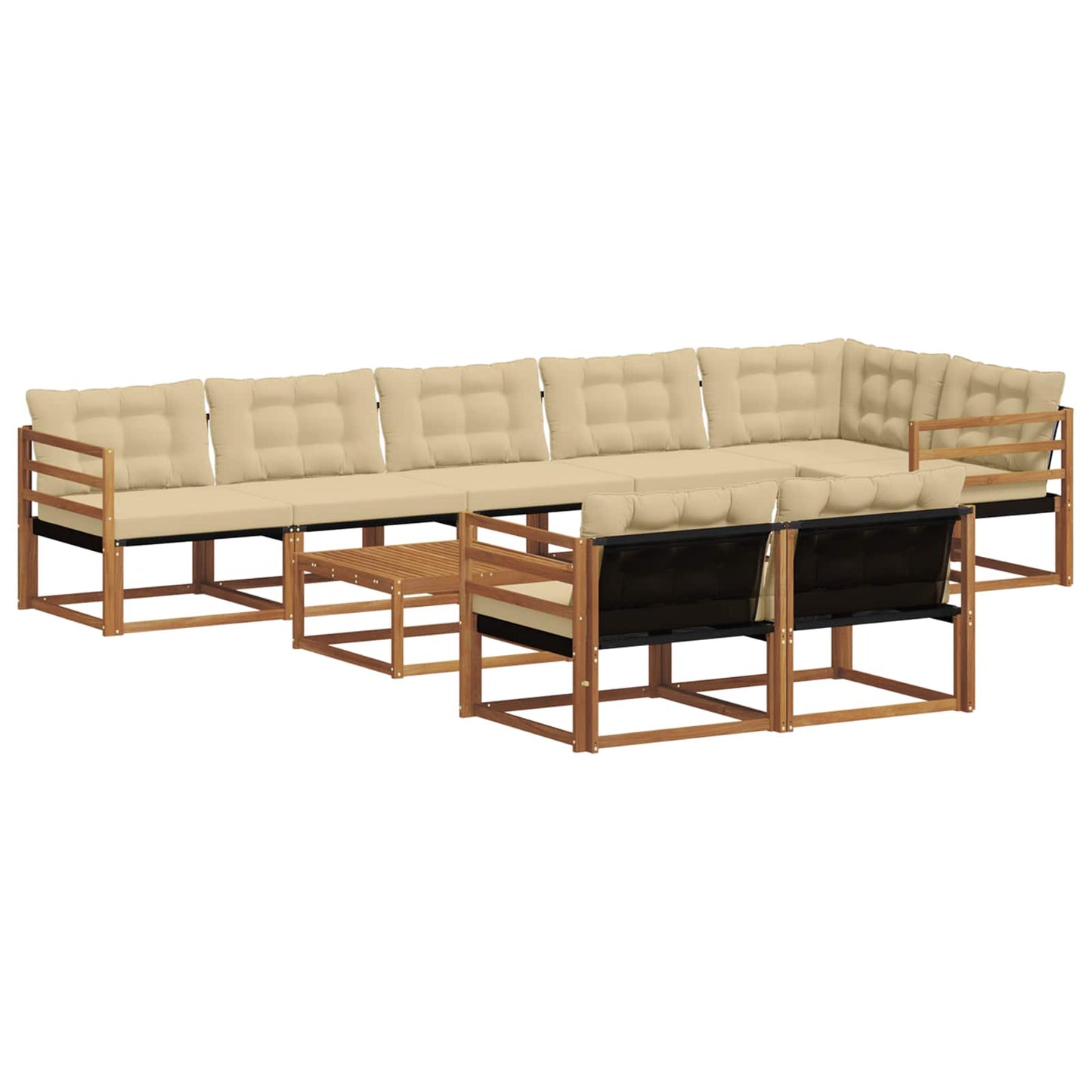 Outdoor-Sofagarnitur mit Kissen 9 pcs Natur und Beige