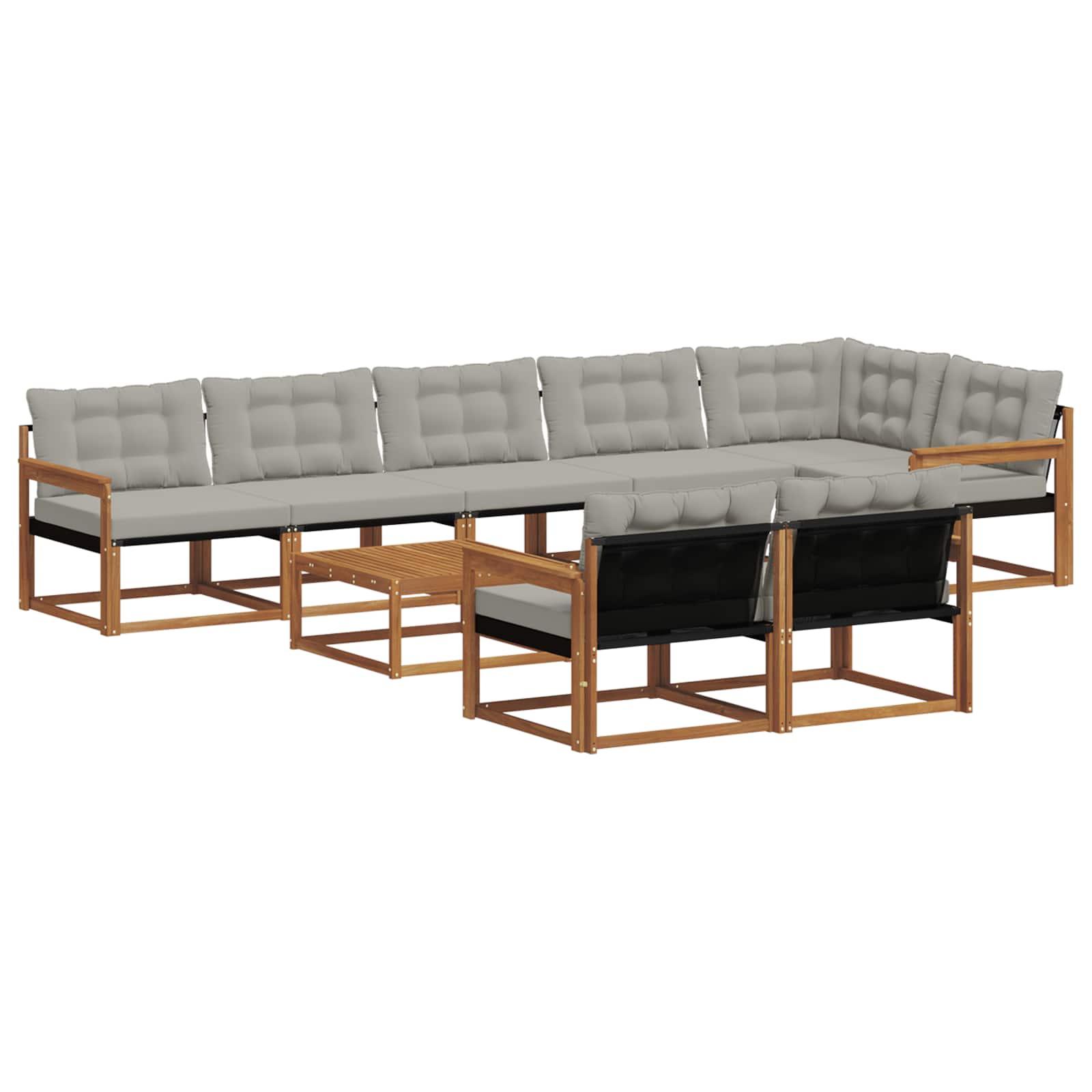 Outdoor-Sofagarnitur mit Kissen 9 pcs Natürlich und Hellgrau