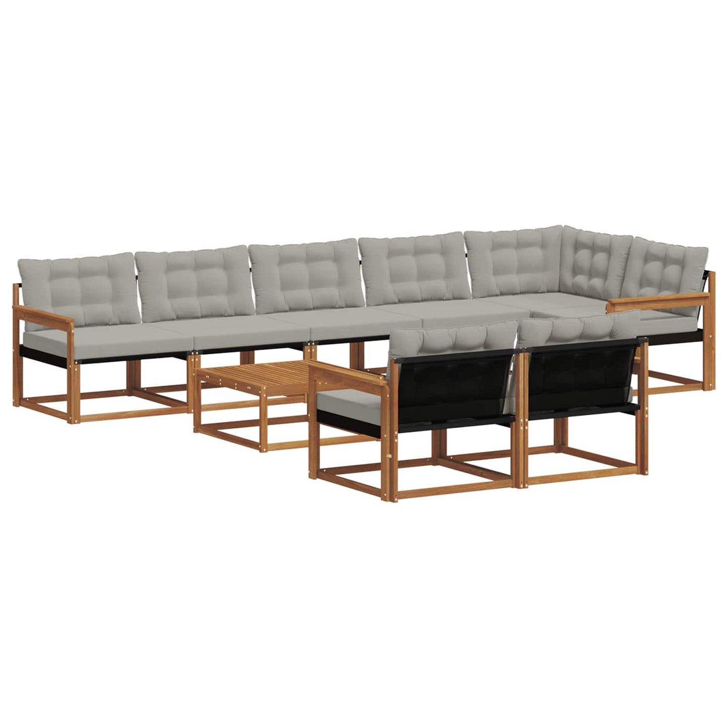 Outdoor-Sofagarnitur mit Kissen 9 pcs Natürlich und Hellgrau