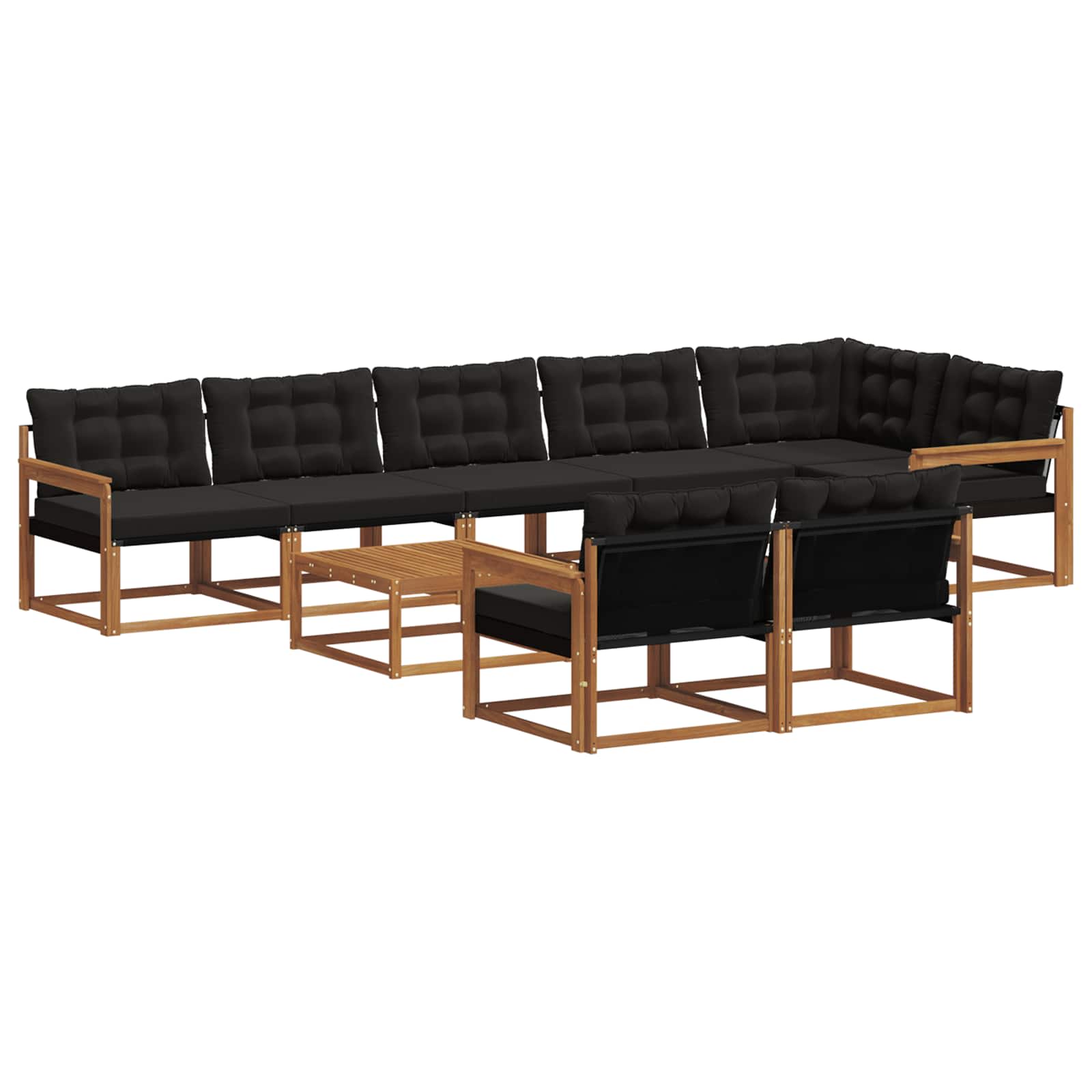 Outdoor-Sofagarnitur mit Kissen 9 pcs Natürlich und Schwarz