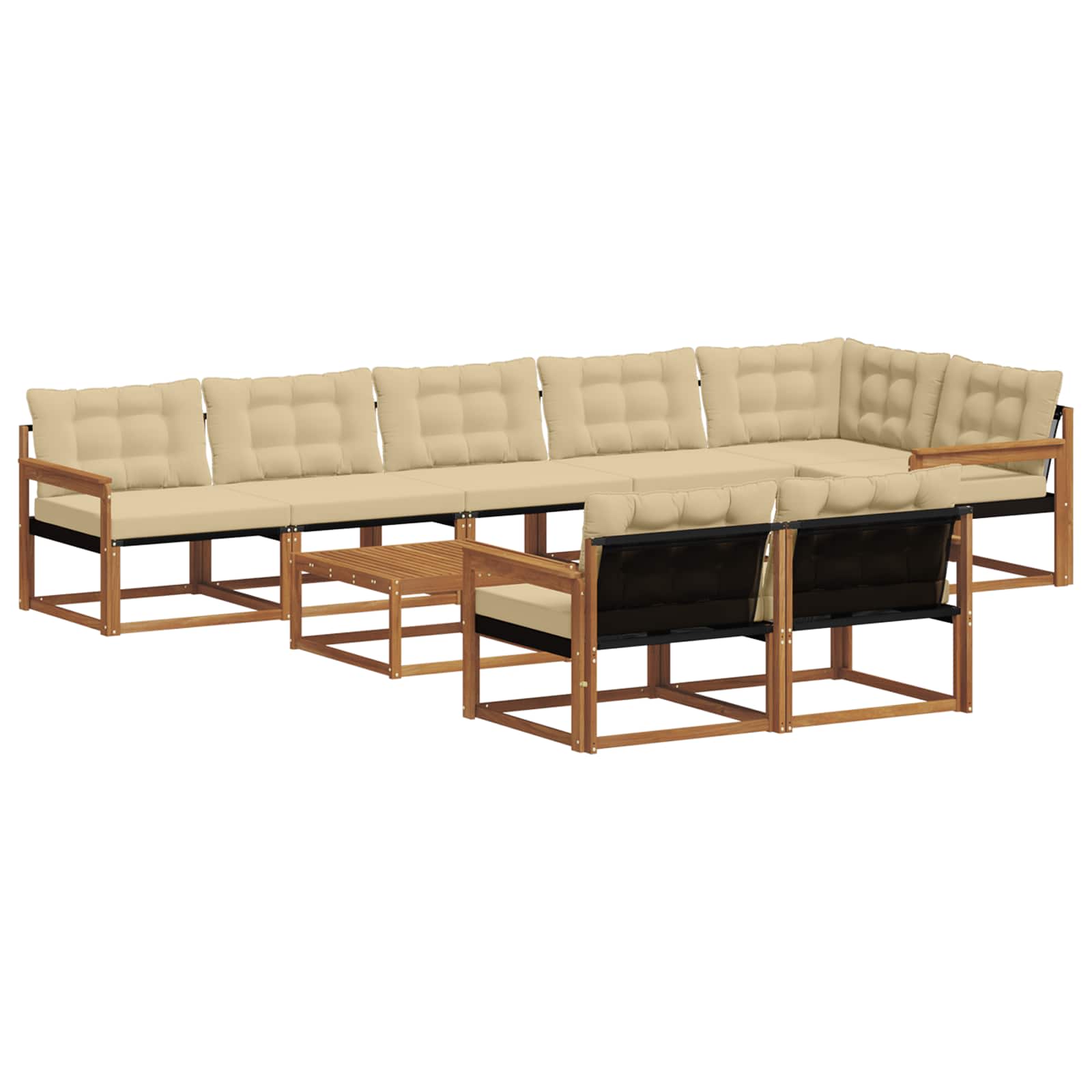 Outdoor-Sofagarnitur mit Kissen 9 pcs Natur und Beige
