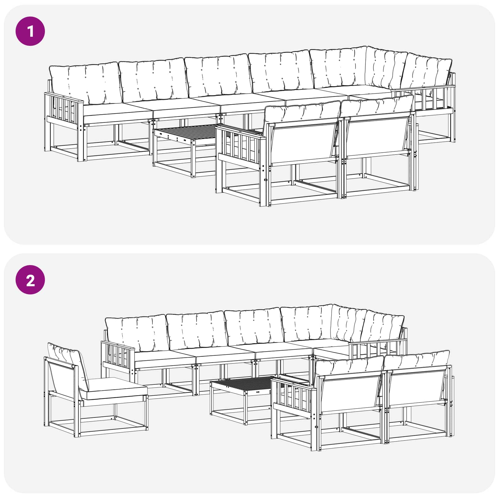 Outdoor-Sofagarnitur mit Kissen 9 pcs Natur und Creme