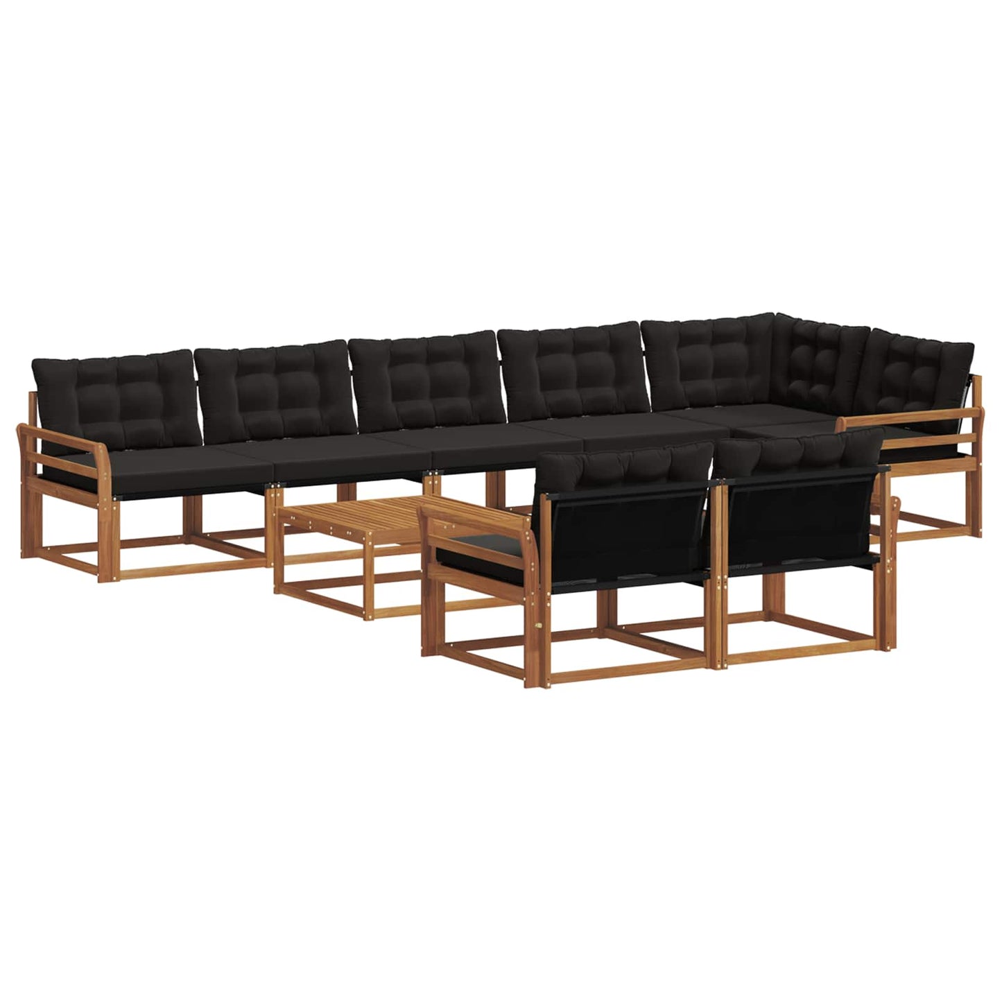 Outdoor-Sofagarnitur mit Kissen 9 pcs Natürlich und Schwarz