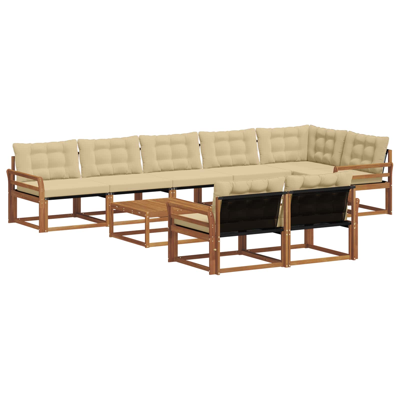 Outdoor-Sofagarnitur mit Kissen 9 pcs Natur und Beige