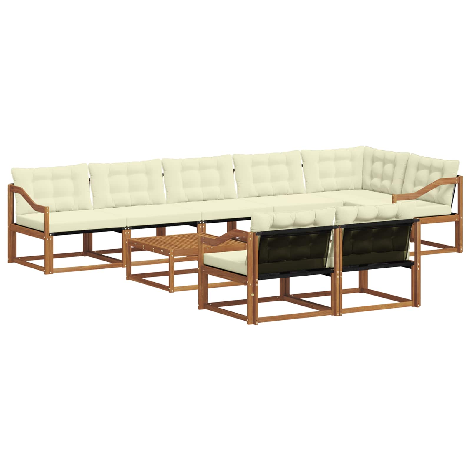 Outdoor-Sofagarnitur mit Kissen 9 pcs Natur und Creme