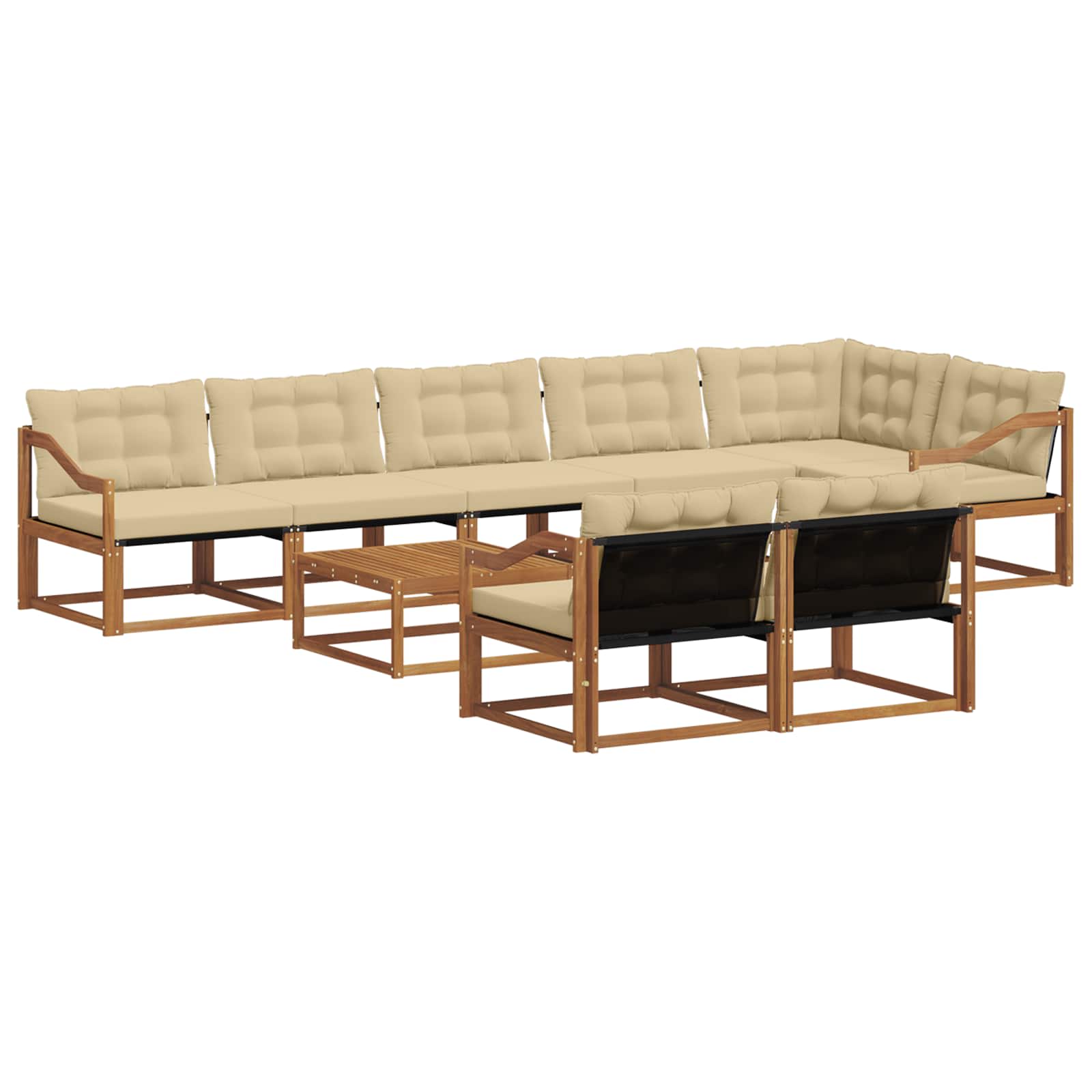 Outdoor-Sofagarnitur mit Kissen 9 pcs Natur und Beige