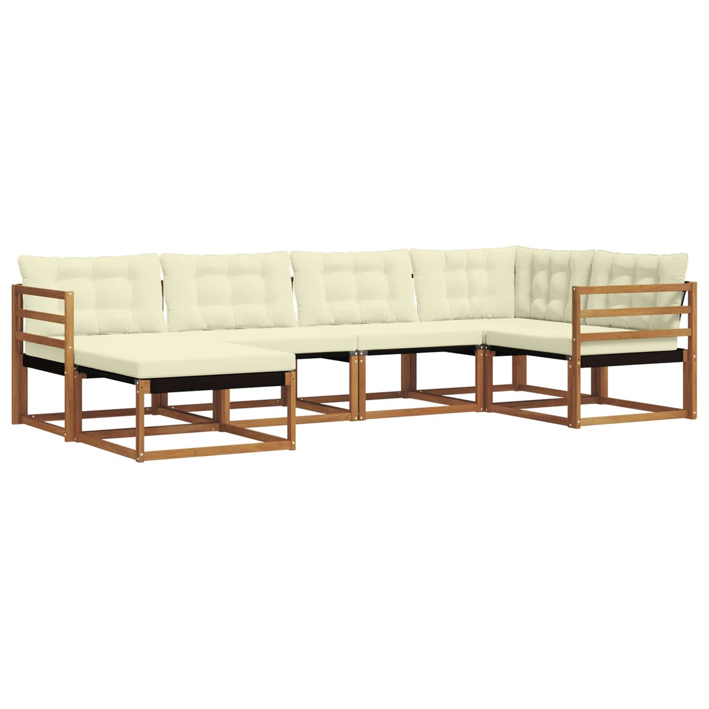 Outdoor-Sofagarnitur 6 stk. Natur und Creme Massivholz Akazie