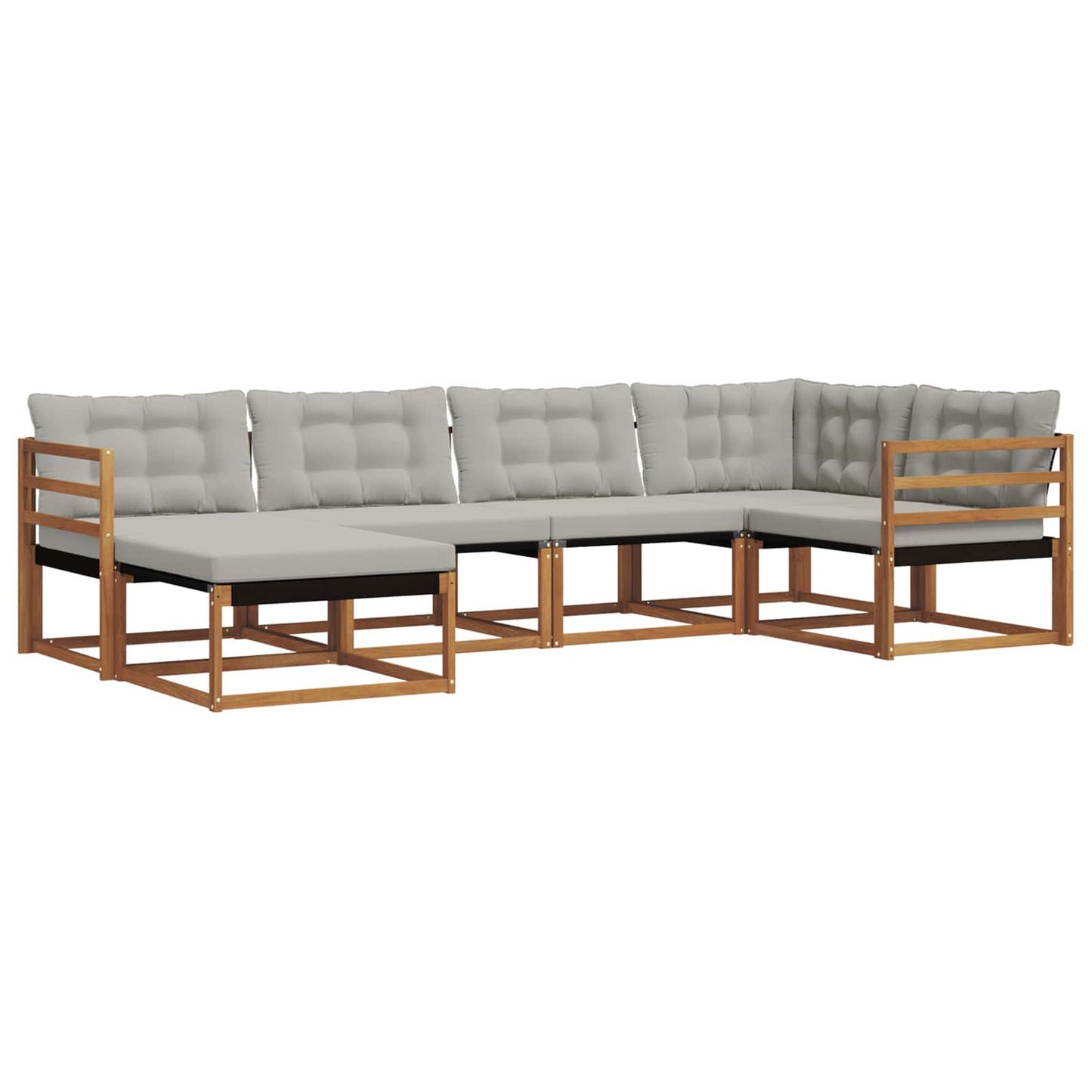 Outdoor-Sofagarnitur mit Kissen 6 pcs Natürlich und Hellgrau