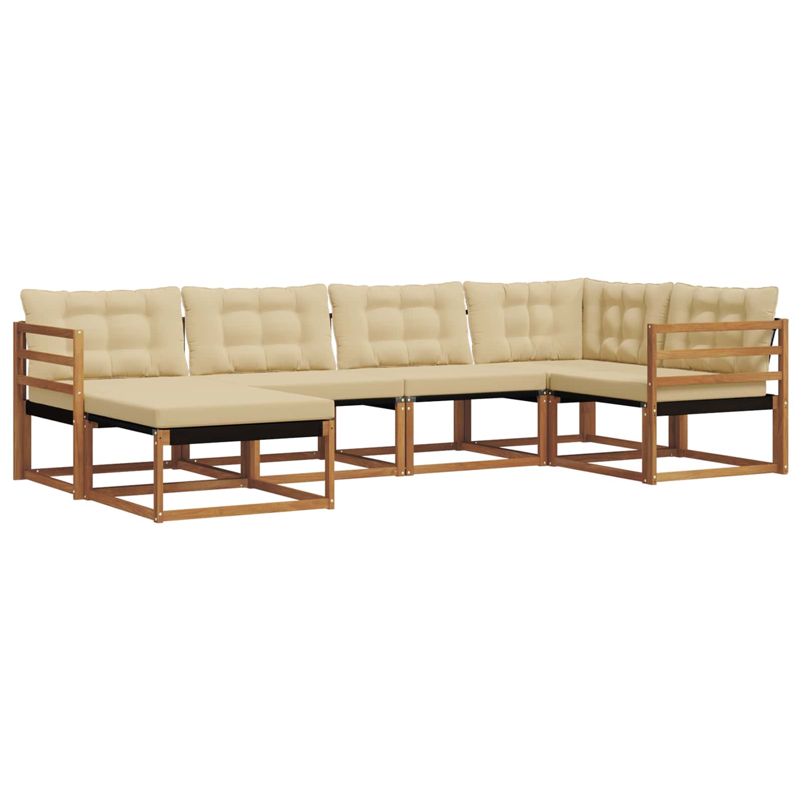 Outdoor-Sofagarnitur 6 stk. Natur und Beige Massivholz Akazie