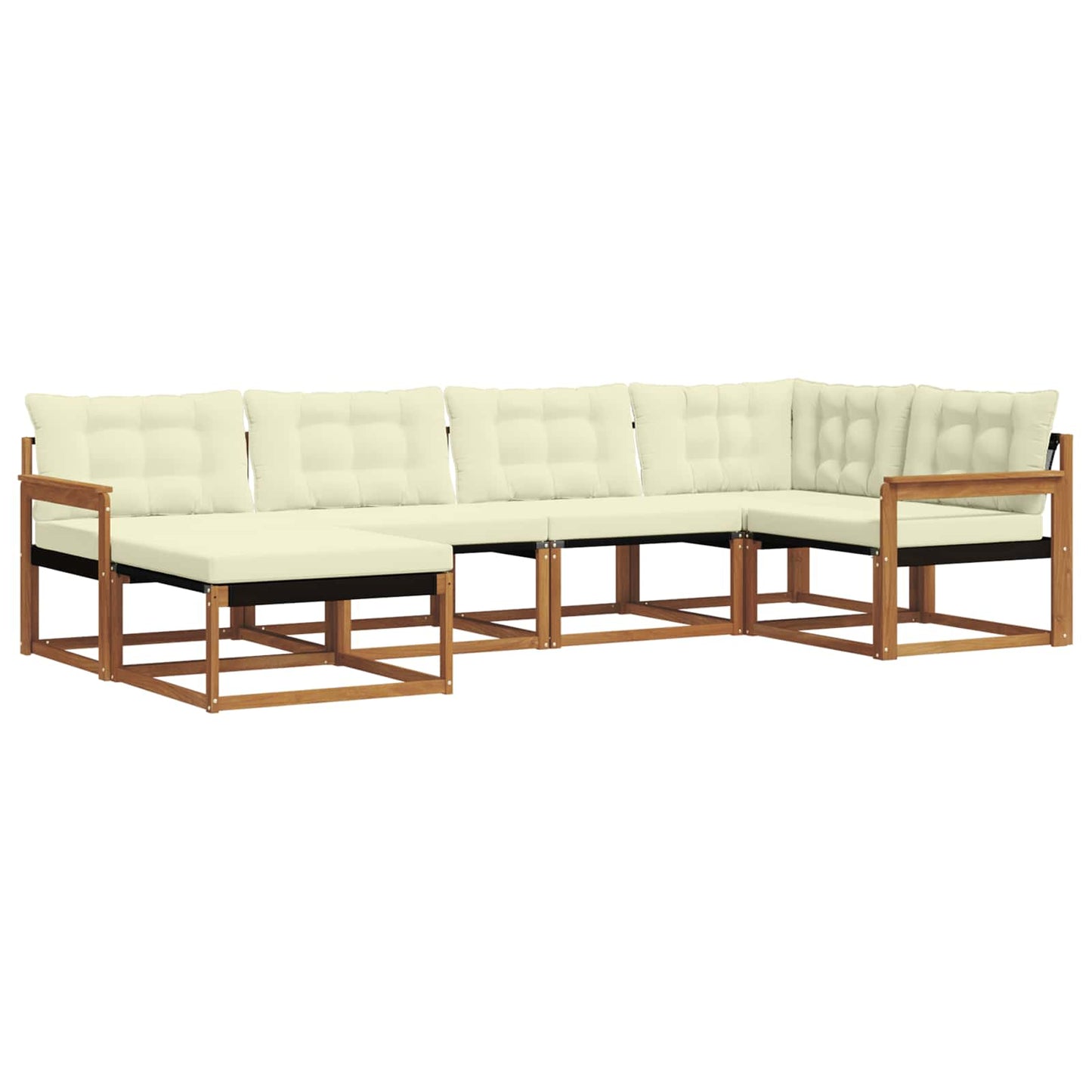 Outdoor-Sofagarnitur 6 stk. Natur und Creme Massivholz Akazie