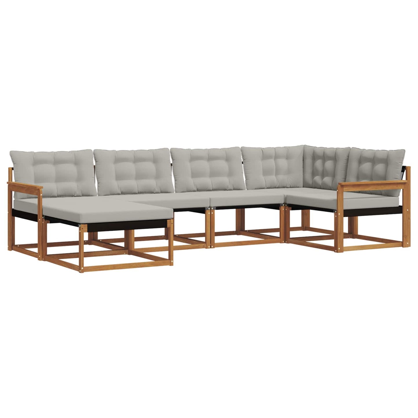 Outdoor-Sofagarnitur mit Kissen 6 pcs Natürlich und Hellgrau