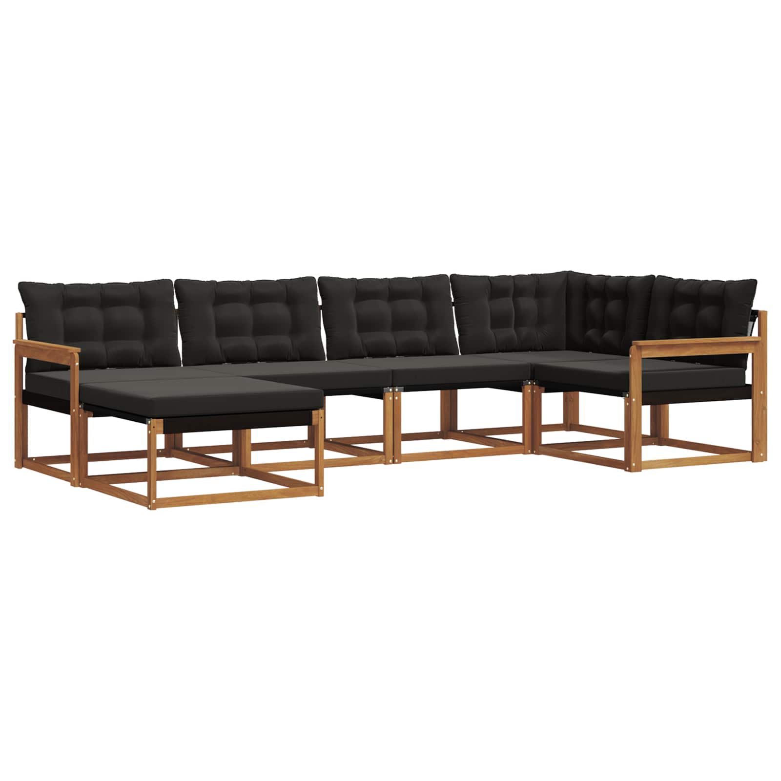 Outdoor-Sofagarnitur mit Kissen 6 pcs Natürlich und Schwarz