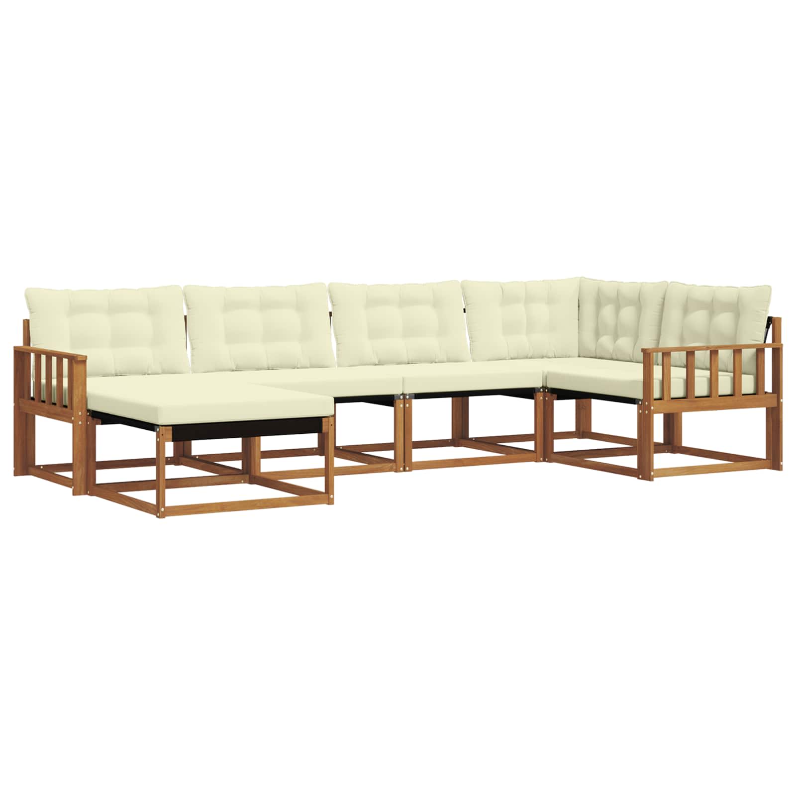 Outdoor-Sofagarnitur 6 stk. Natur und Creme Massivholz Akazie