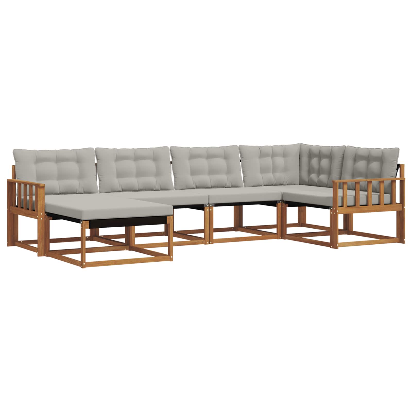 Outdoor-Sofagarnitur mit Kissen 6 pcs Natürlich und Hellgrau