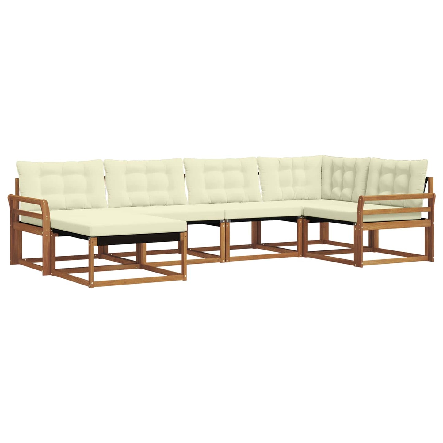 Outdoor-Sofagarnitur 6 stk. Natur und Creme Massivholz Akazie