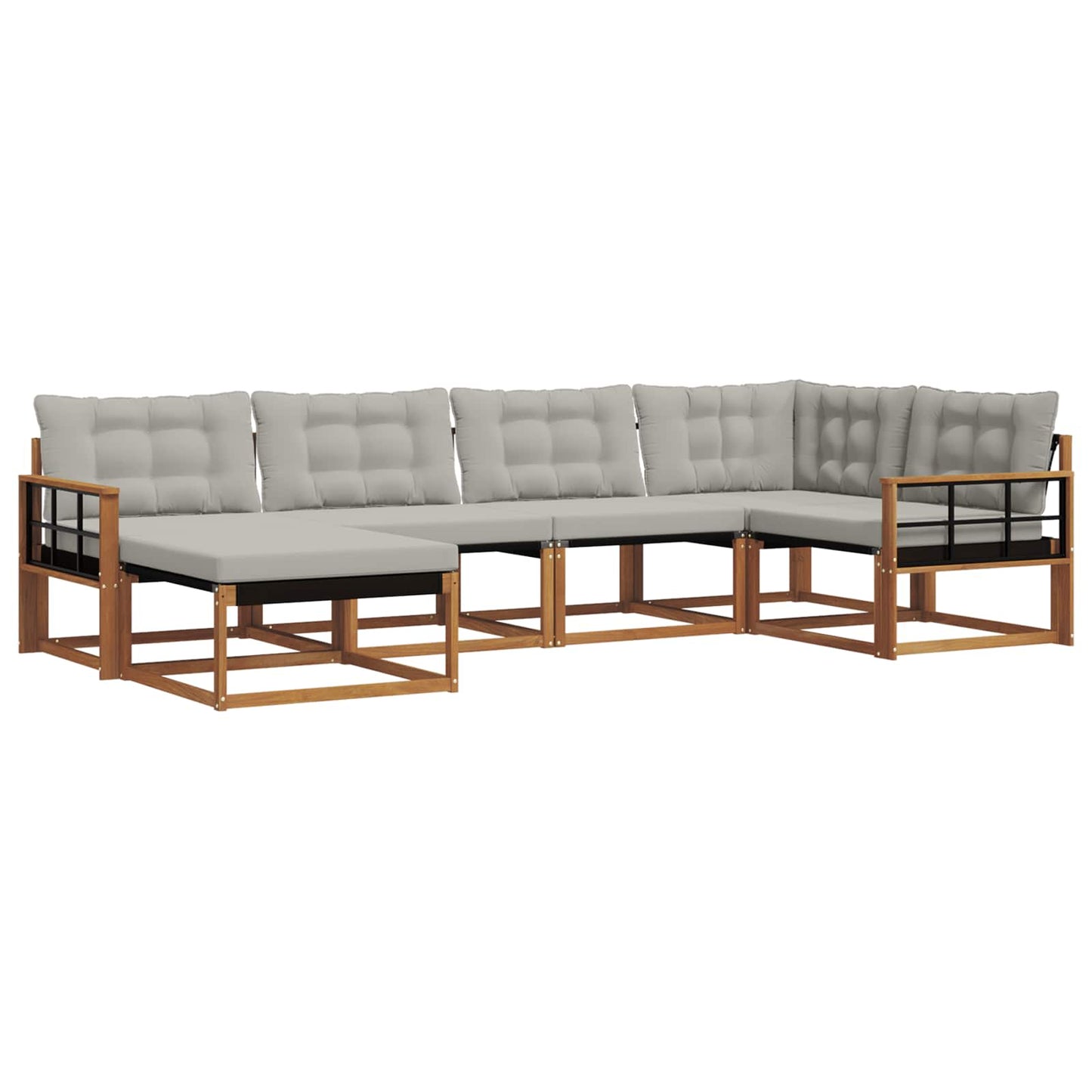 Outdoor-Sofagarnitur mit Kissen 6 pcs Natürlich und Hellgrau