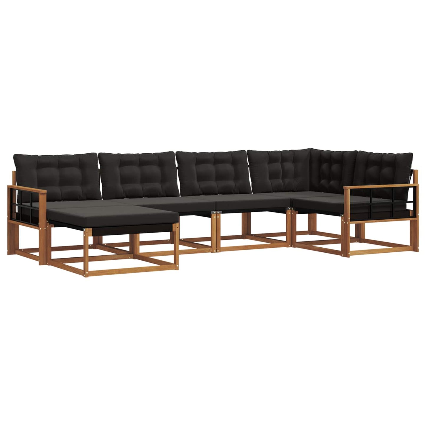Outdoor-Sofagarnitur mit Kissen 6 pcs Natürlich und Schwarz