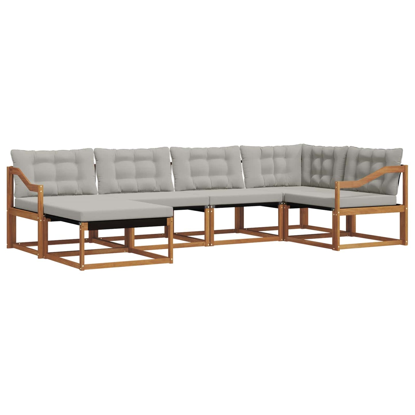 Outdoor-Sofagarnitur mit Kissen 6 pcs Natürlich und Hellgrau