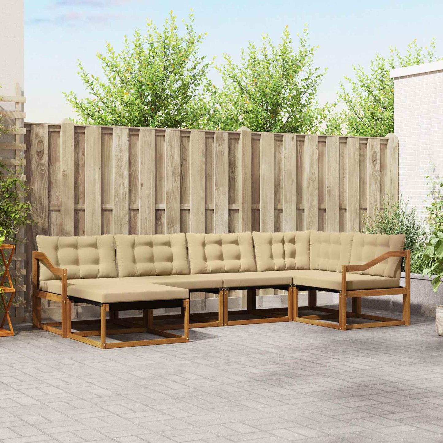 Outdoor-Sofagarnitur mit Kissen 6 pcs Natur und Beige