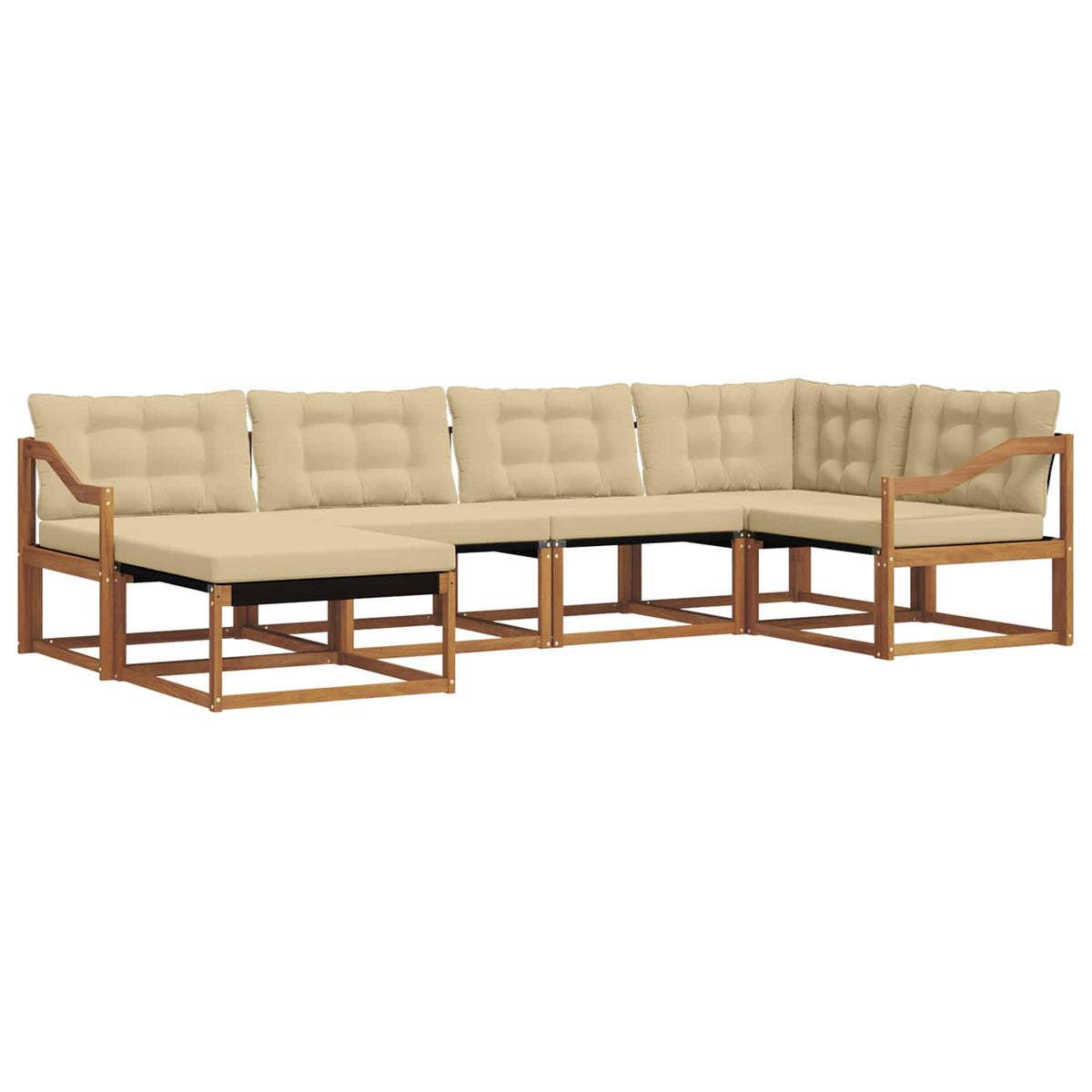 Outdoor-Sofagarnitur 6 stk. Natur und Beige Massivholz Akazie