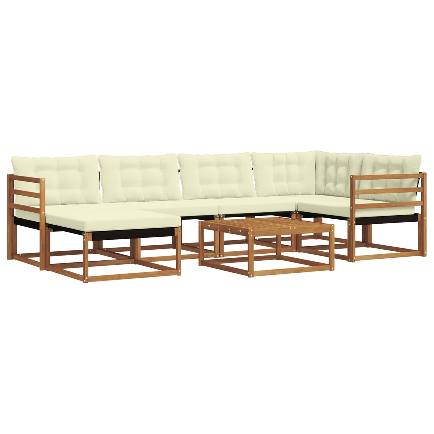 Outdoor-Sofagarnitur 19 pcs Natur und Creme Massivholz Akazie