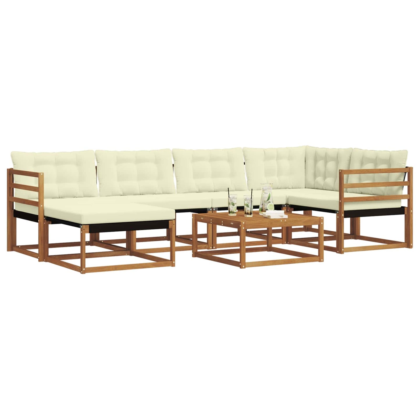 Outdoor-Sofagarnitur 19 pcs Natur und Creme Massivholz Akazie