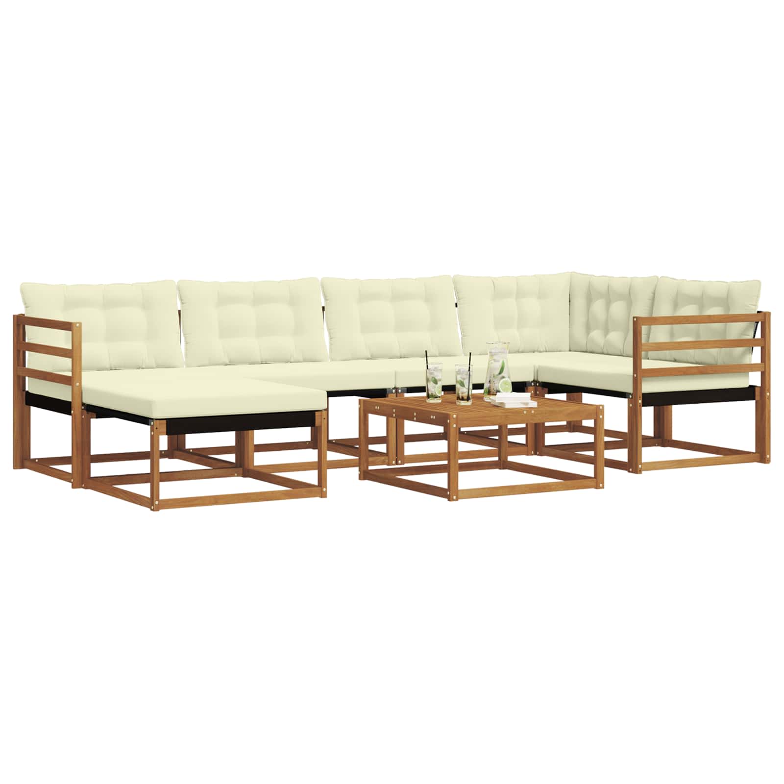 Outdoor-Sofagarnitur 19 pcs Natur und Creme Massivholz Akazie