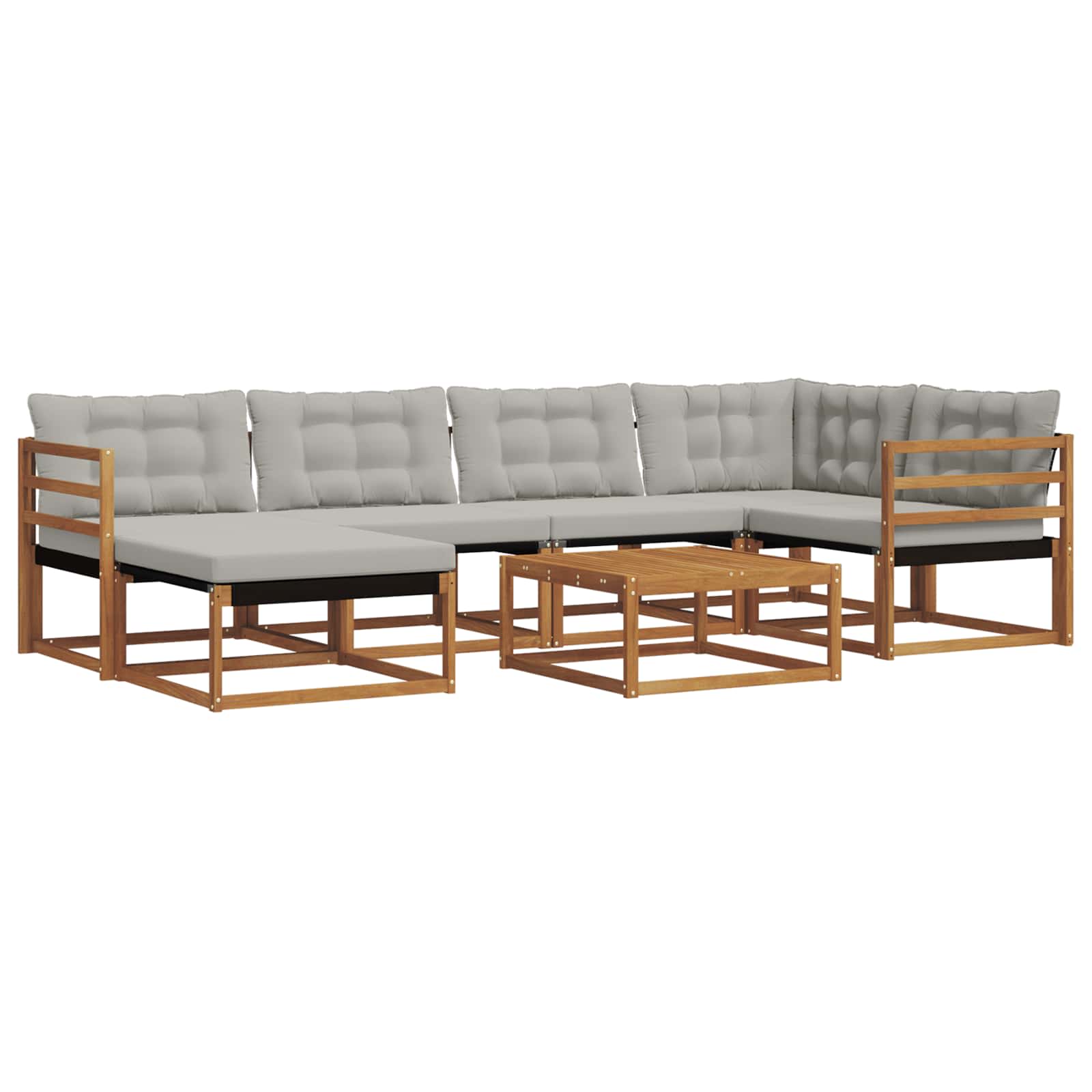 Outdoor-Sofagarnitur mit Kissen 7 pcs Natürlich und Hellgrau