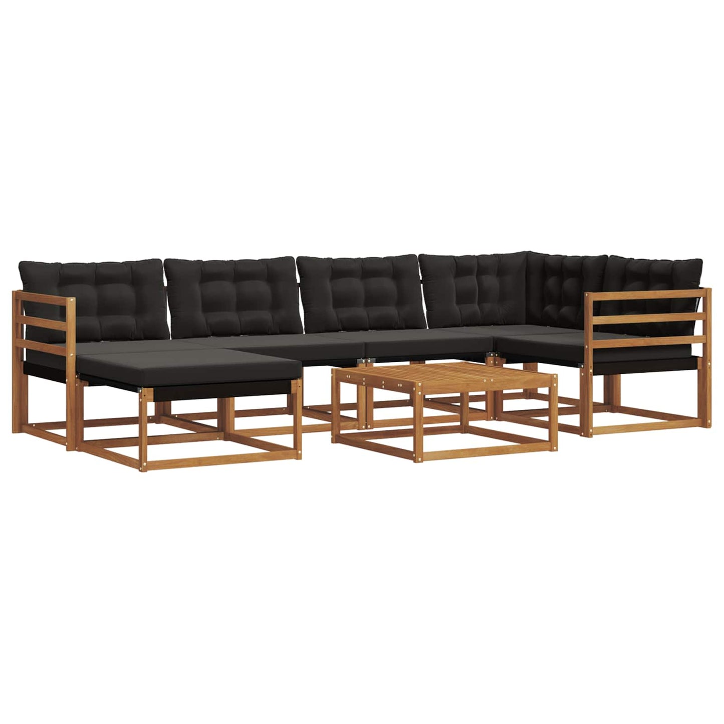 Outdoor-Sofagarnitur mit Kissen 19 pcs Natürlich und Schwarz
