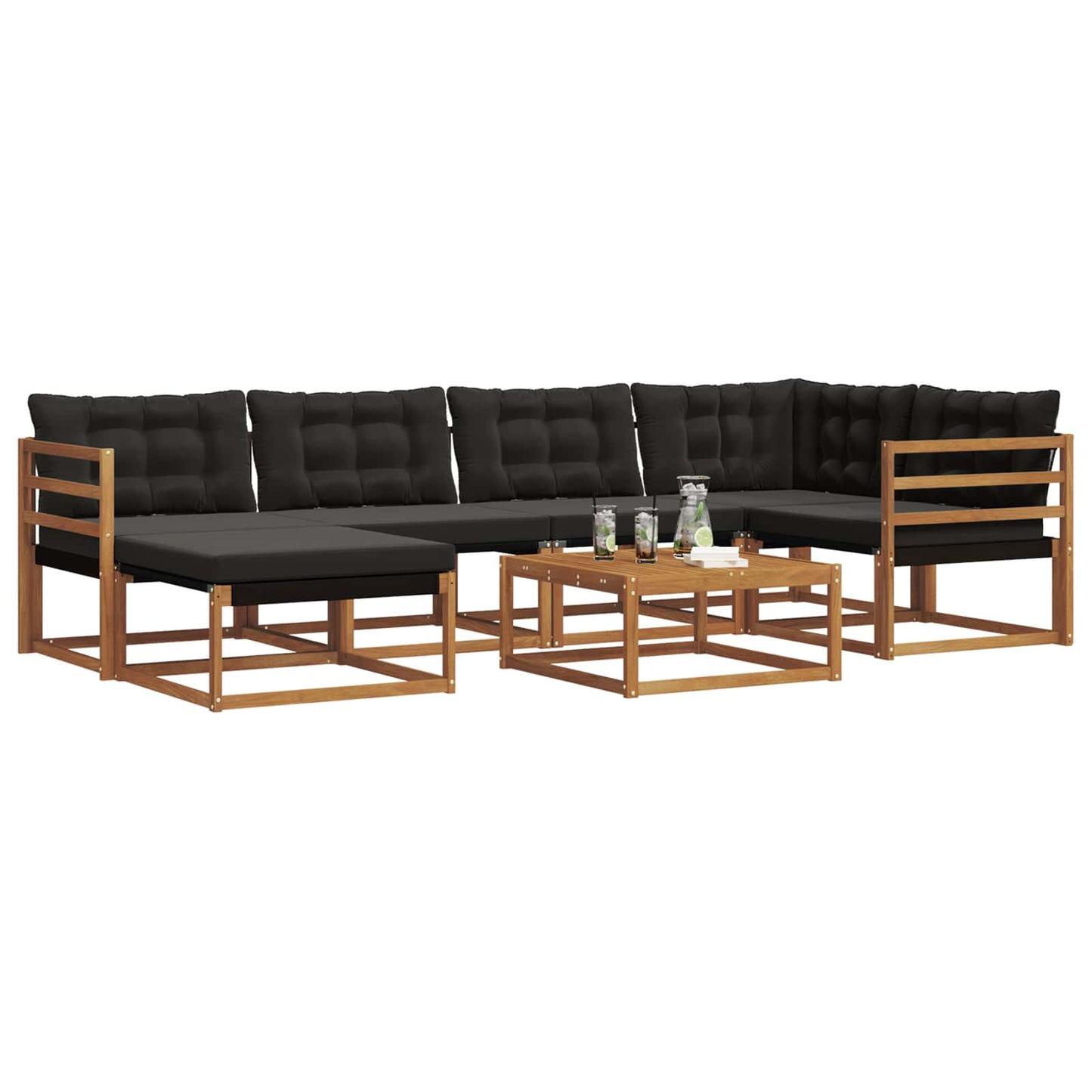 Outdoor-Sofagarnitur mit Kissen 19 pcs Natürlich und Schwarz