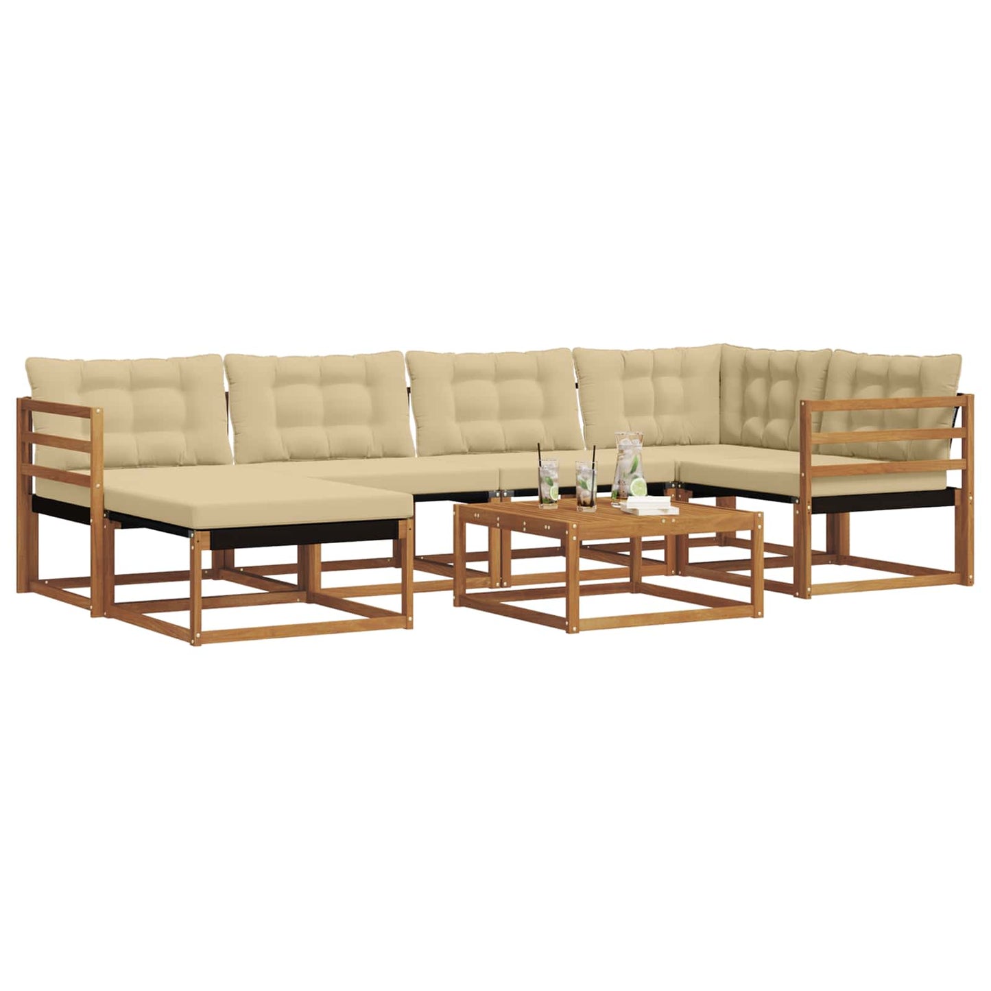 Outdoor-Sofagarnitur 19 pcs Natur und Beige Massivholz Akazie