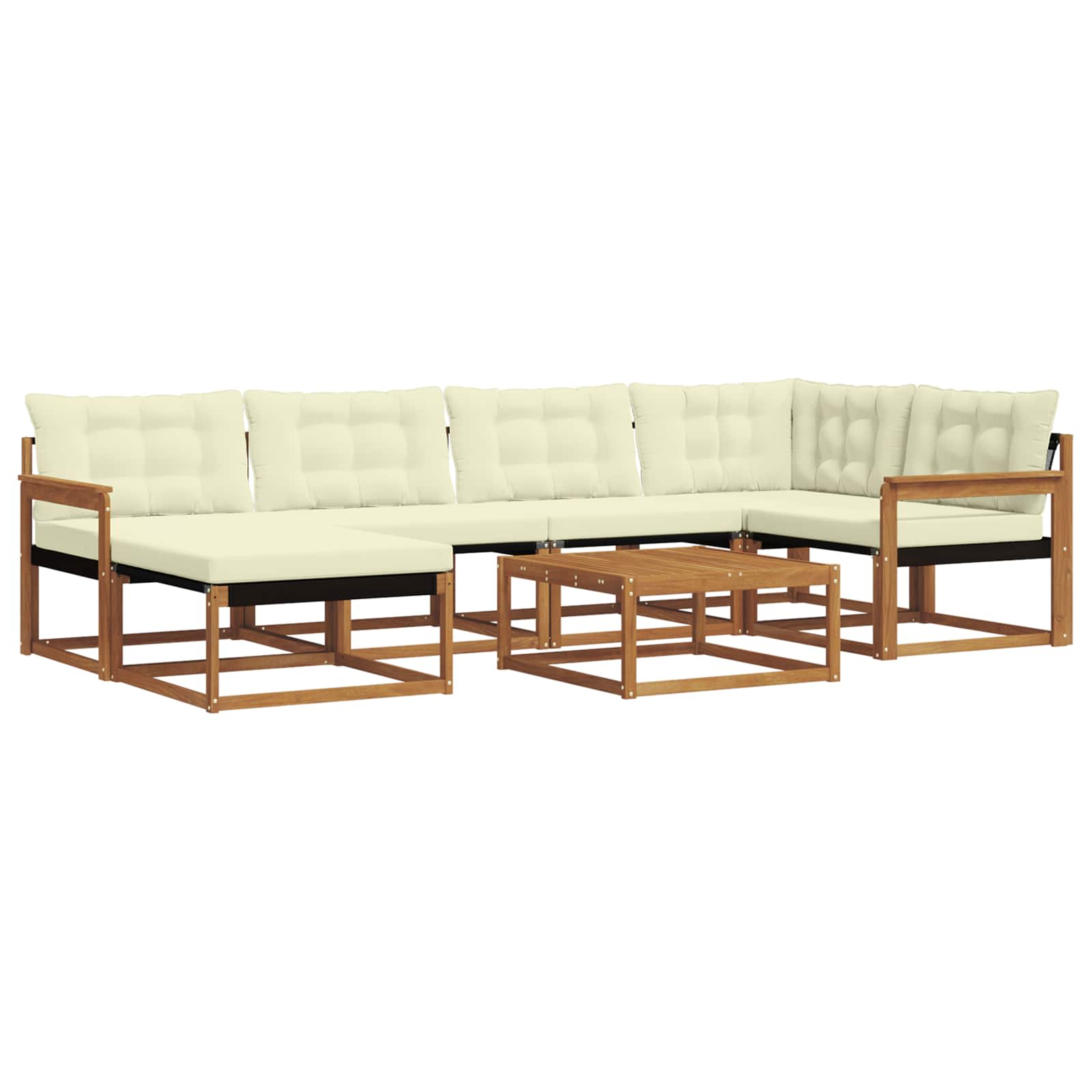 Outdoor-Sofagarnitur 19 pcs Natur und Creme Massivholz Akazie