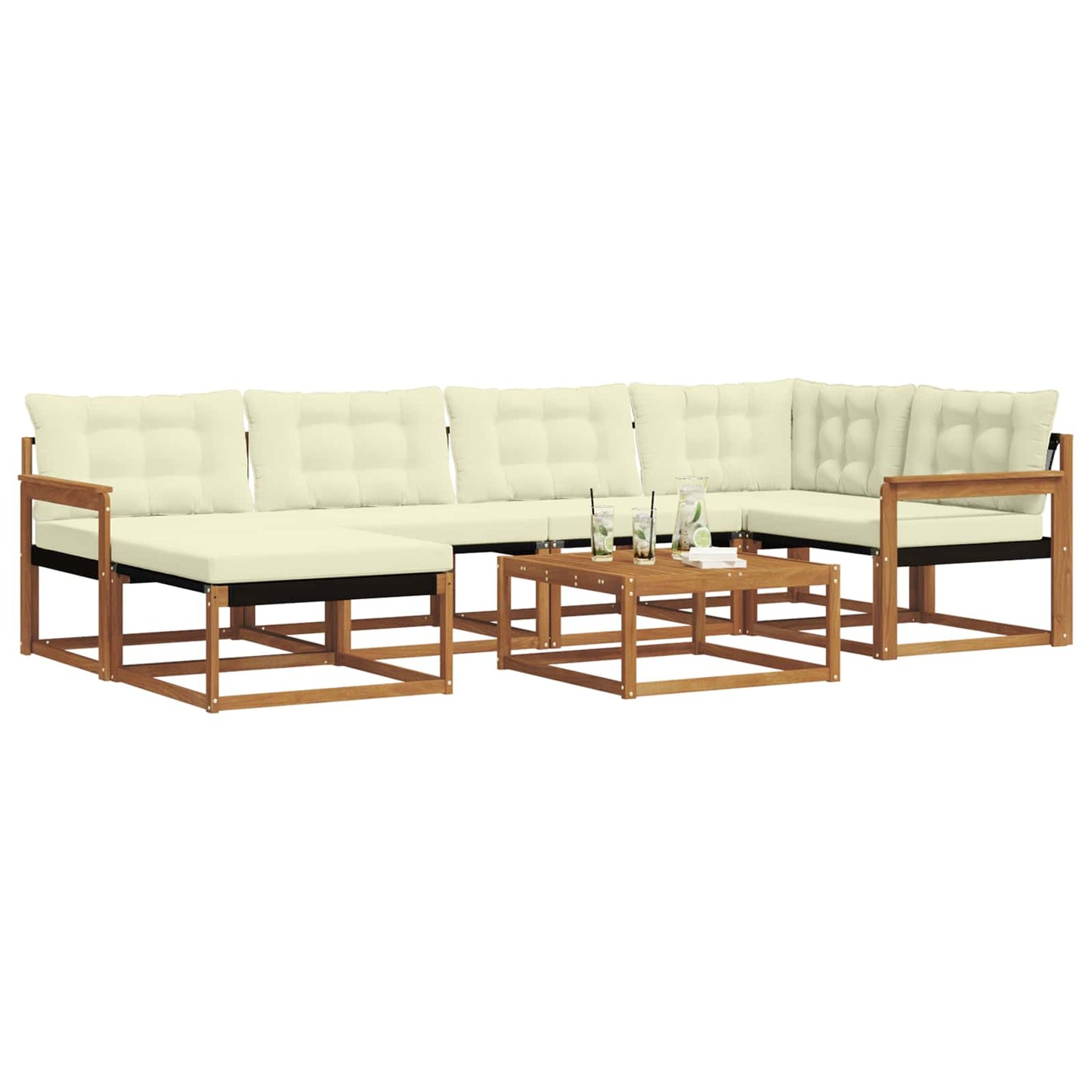Outdoor-Sofagarnitur 19 pcs Natur und Creme Massivholz Akazie