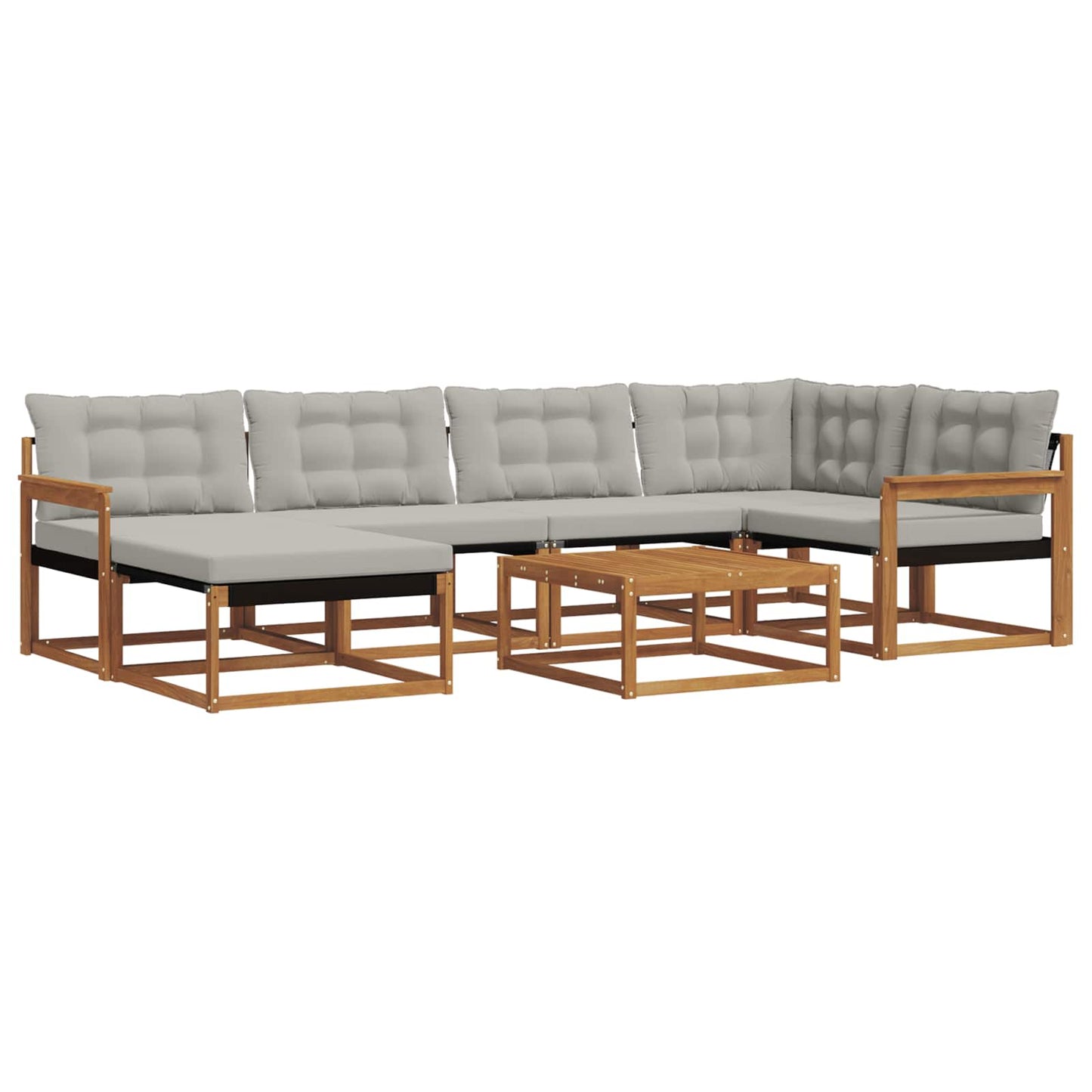 Outdoor-Sofagarnitur mit Kissen 7 pcs Natürlich und Hellgrau
