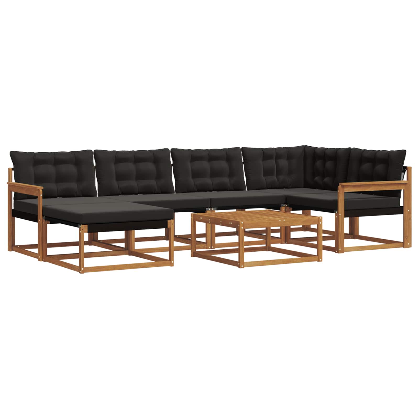 Outdoor-Sofagarnitur mit Kissen 19 pcs Natürlich und Schwarz