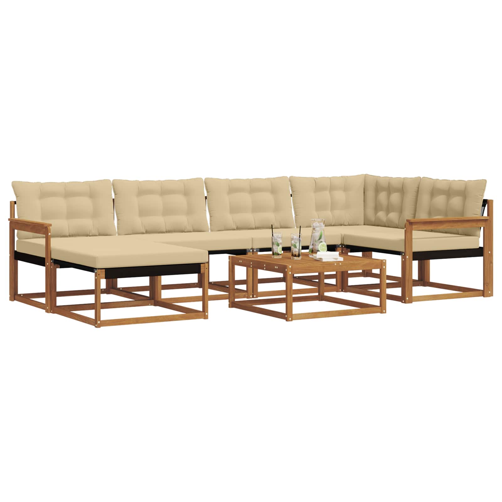 Outdoor-Sofagarnitur 19 pcs Natur und Beige Massivholz Akazie