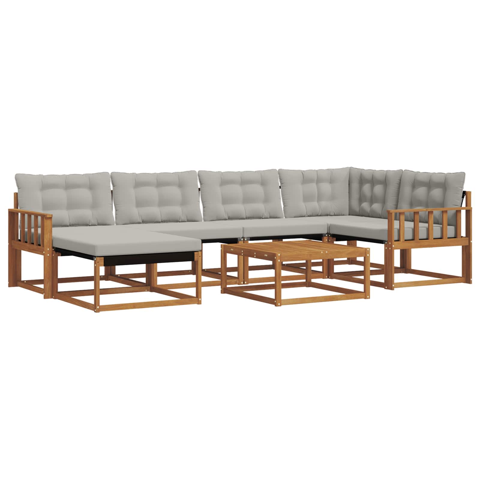 Outdoor-Sofagarnitur mit Kissen 7 pcs Natürlich und Hellgrau