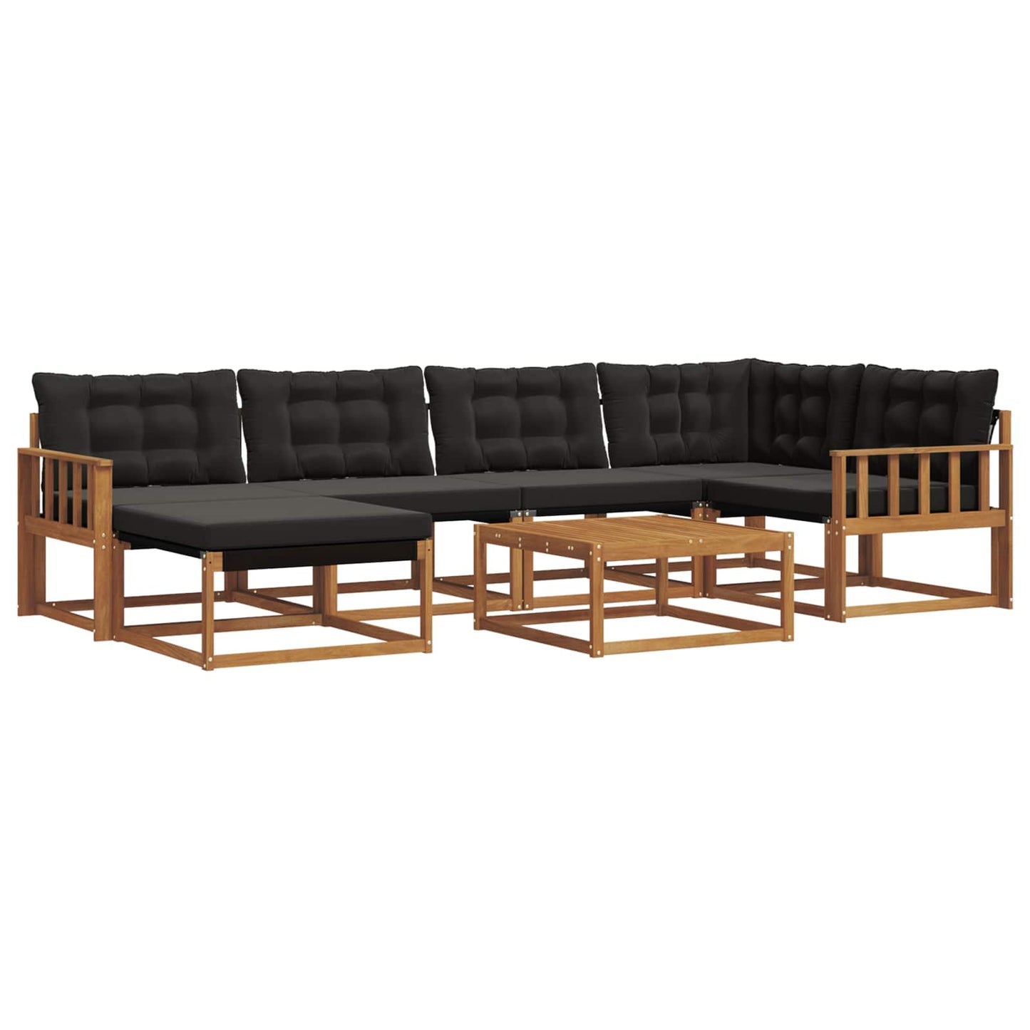 Outdoor-Sofagarnitur mit Kissen 19 pcs Natürlich und Schwarz