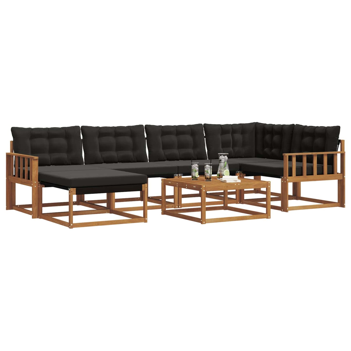 Outdoor-Sofagarnitur mit Kissen 19 pcs Natürlich und Schwarz