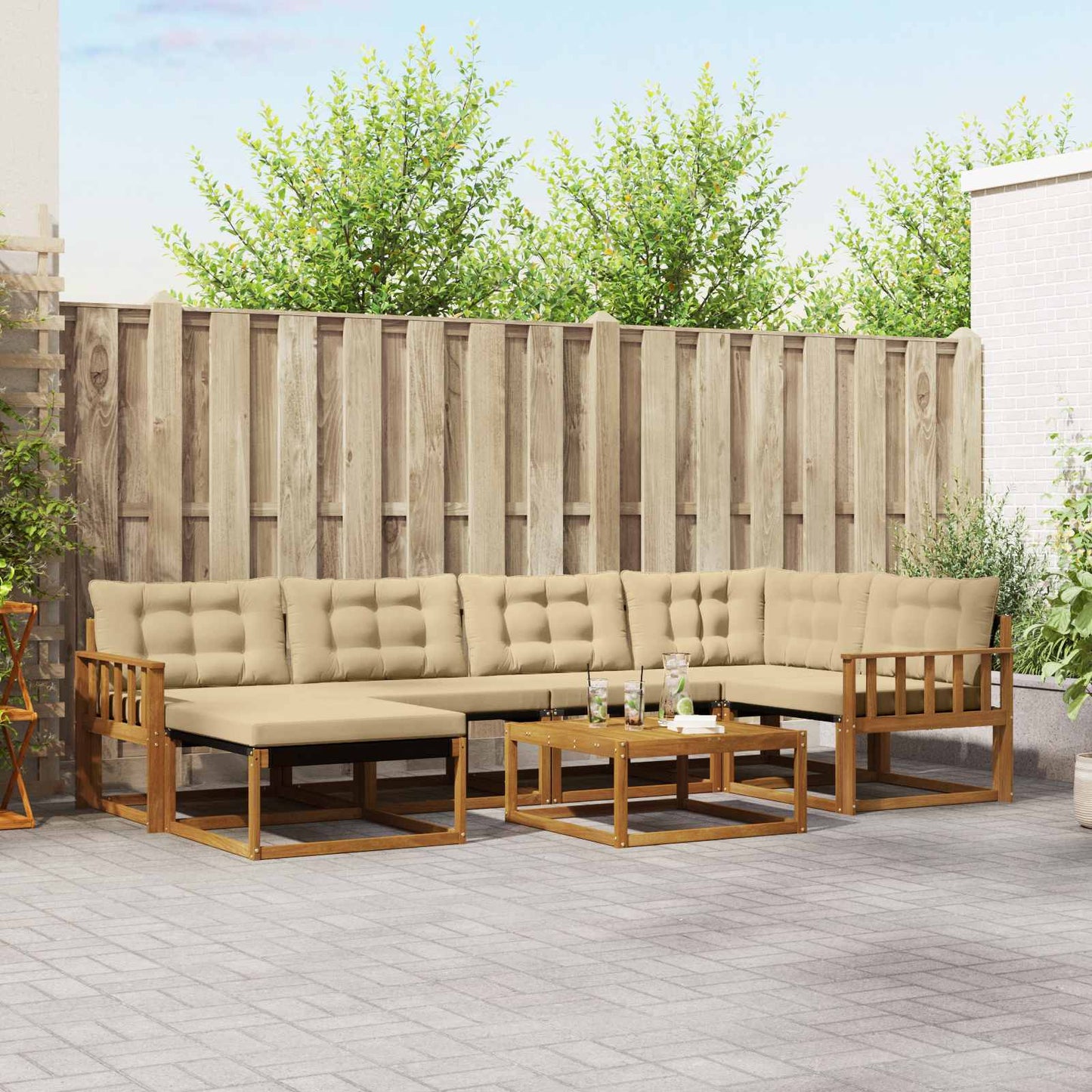 Outdoor-Sofagarnitur 19 pcs Natur und Beige Massivholz Akazie