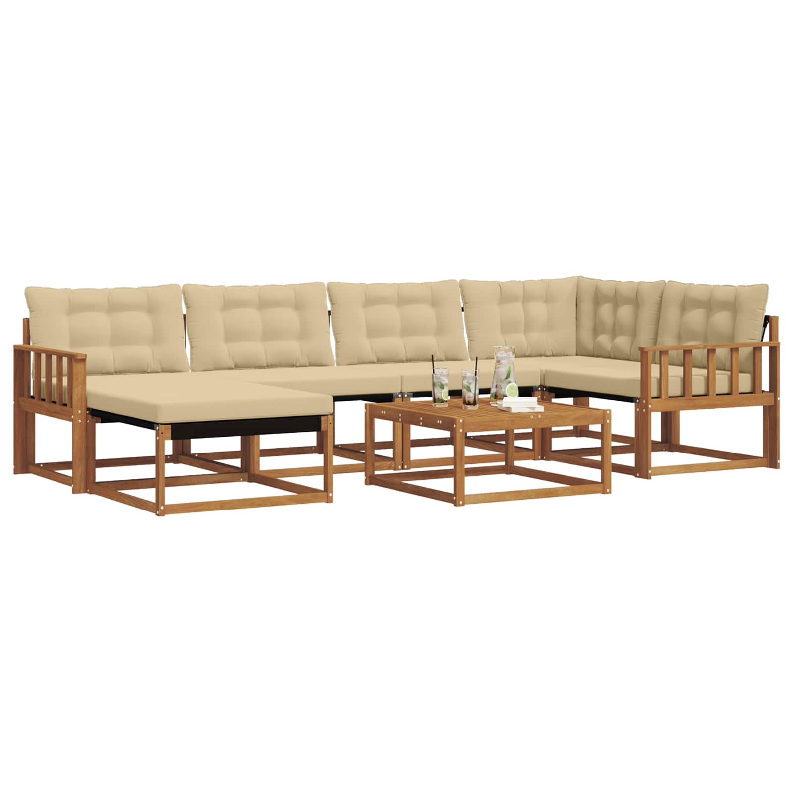 Outdoor-Sofagarnitur 19 pcs Natur und Beige Massivholz Akazie