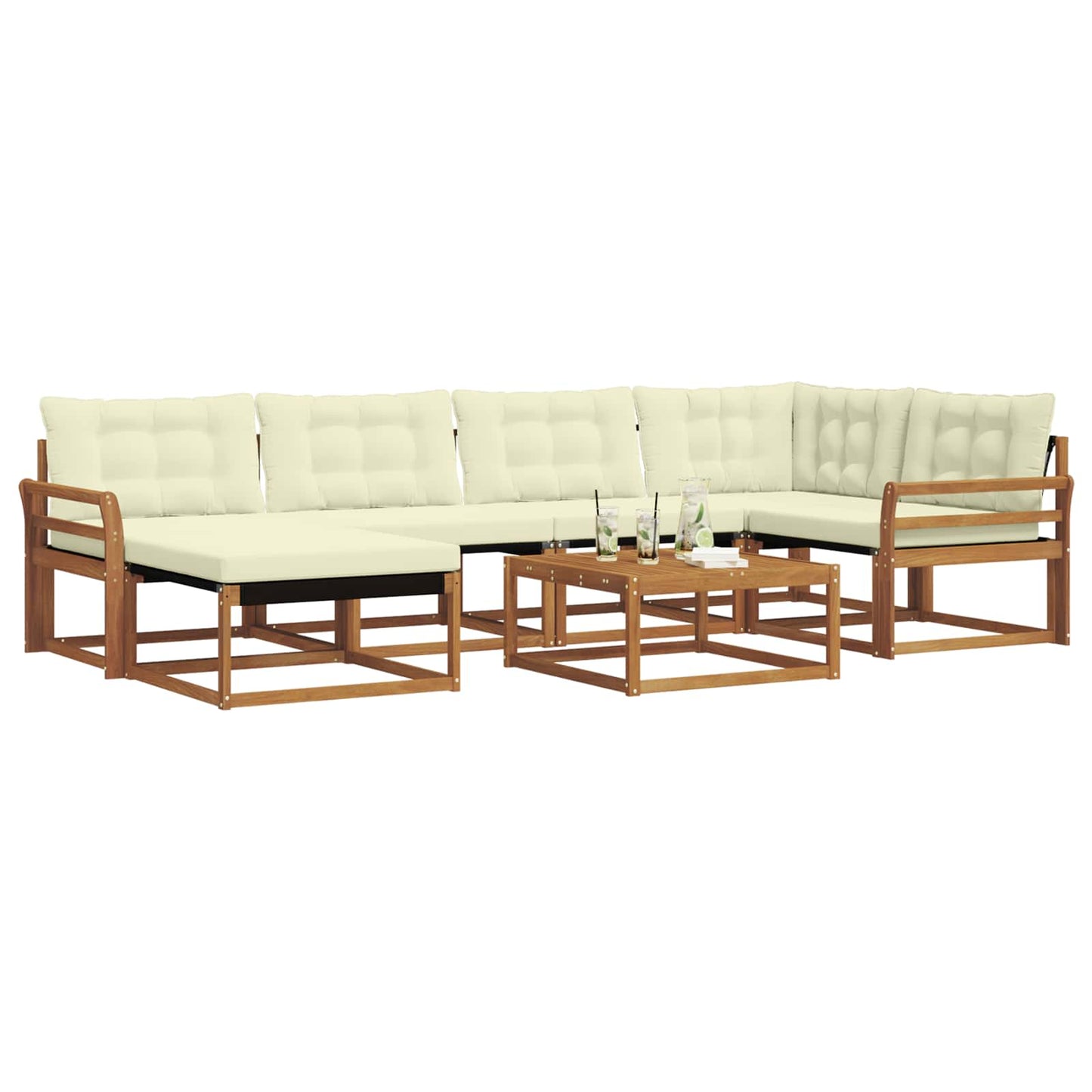 Outdoor-Sofagarnitur 19 pcs Natur und Creme Massivholz Akazie