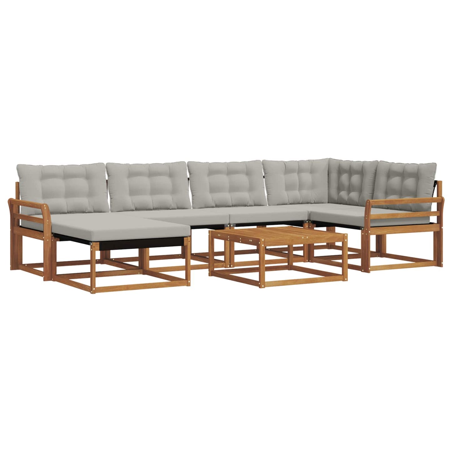 Outdoor-Sofagarnitur mit Kissen 7 pcs Natürlich und Hellgrau