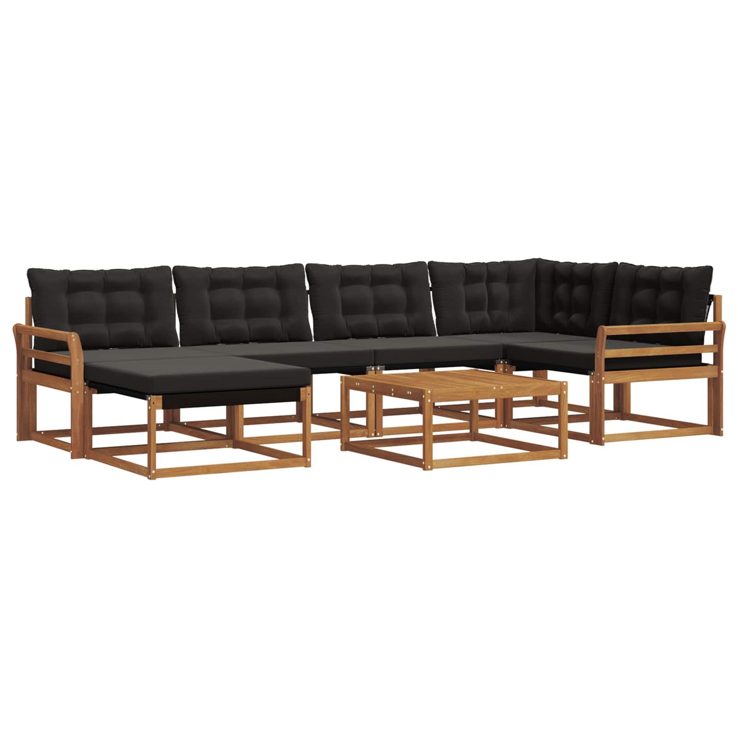 Outdoor-Sofagarnitur mit Kissen 19 pcs Natürlich und Schwarz