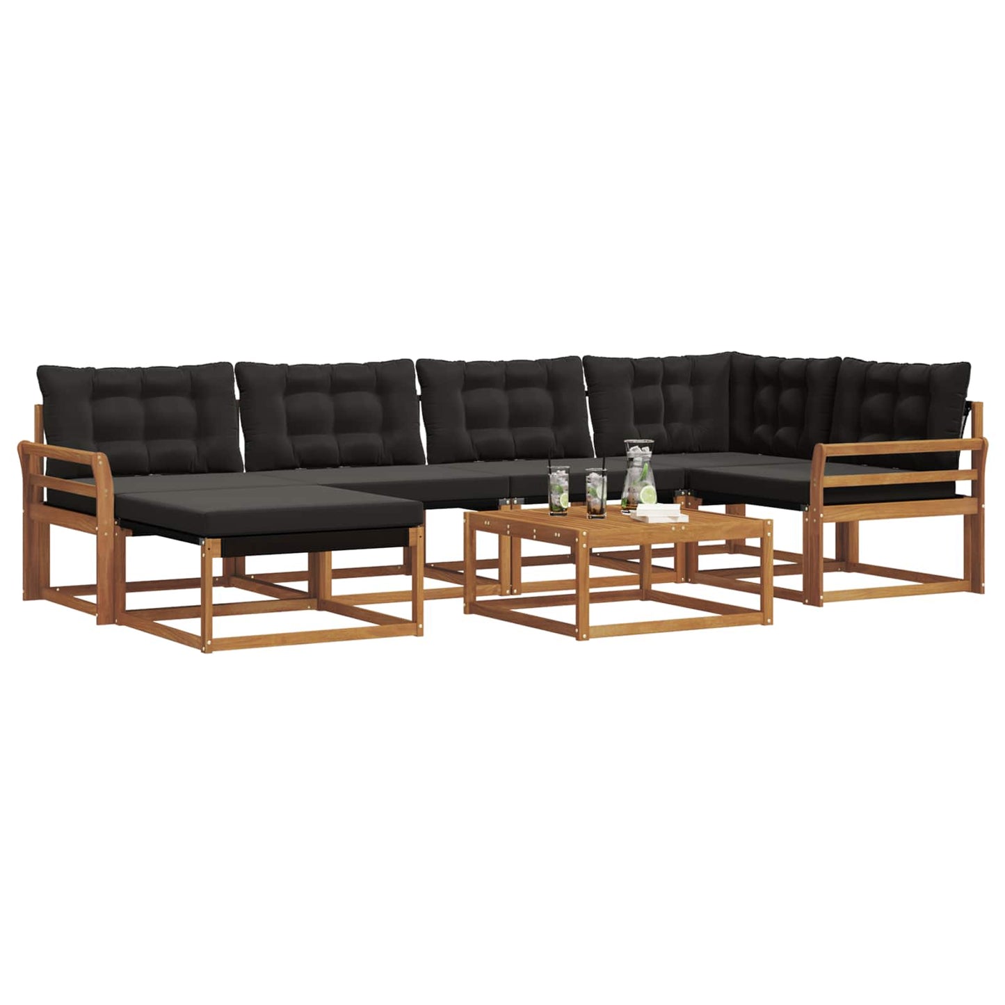 Outdoor-Sofagarnitur mit Kissen 19 pcs Natürlich und Schwarz