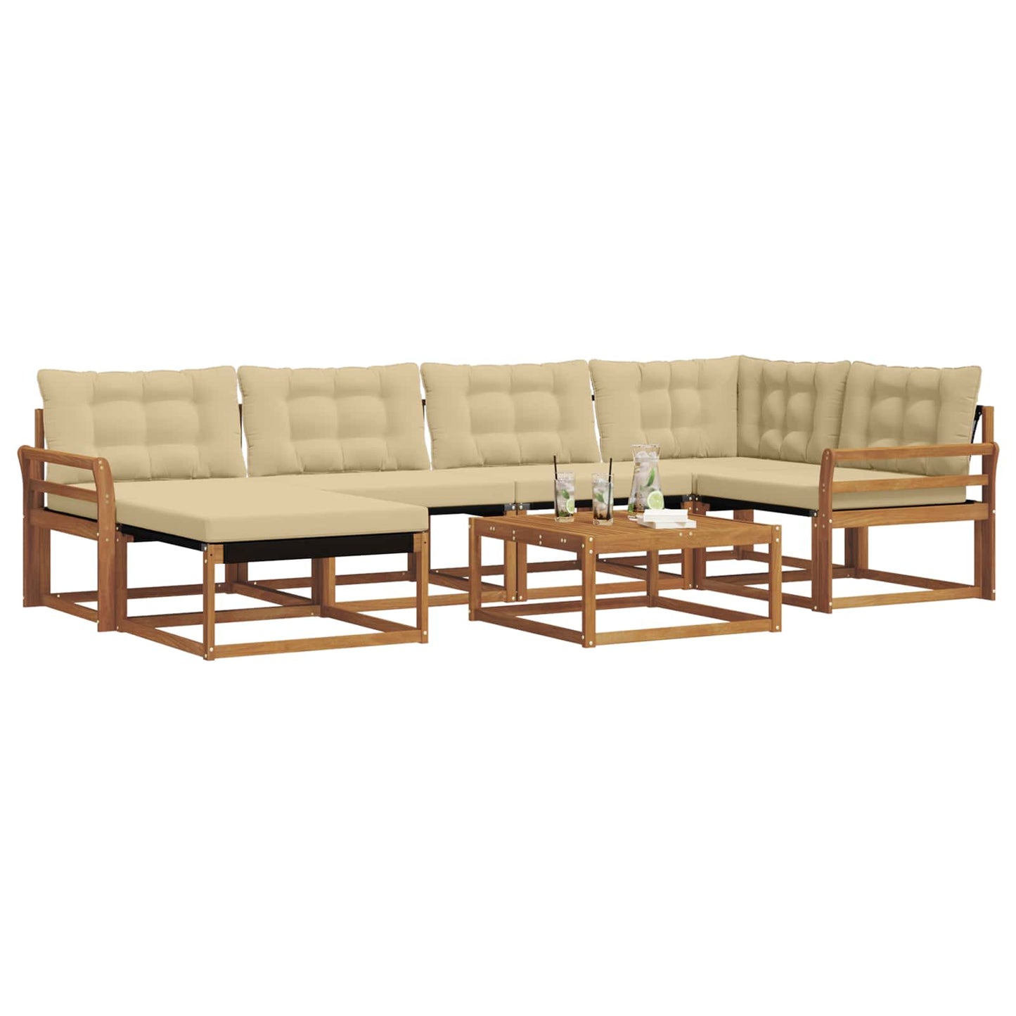 Outdoor-Sofagarnitur 19 pcs Natur und Beige Massivholz Akazie
